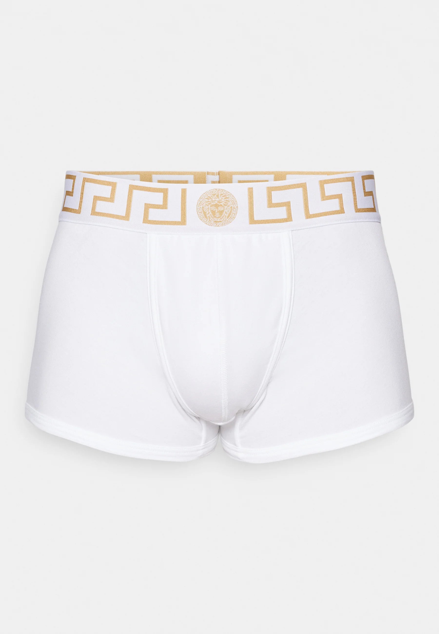 Versace Boxer taille basse en coton stretch – Blanc, Or