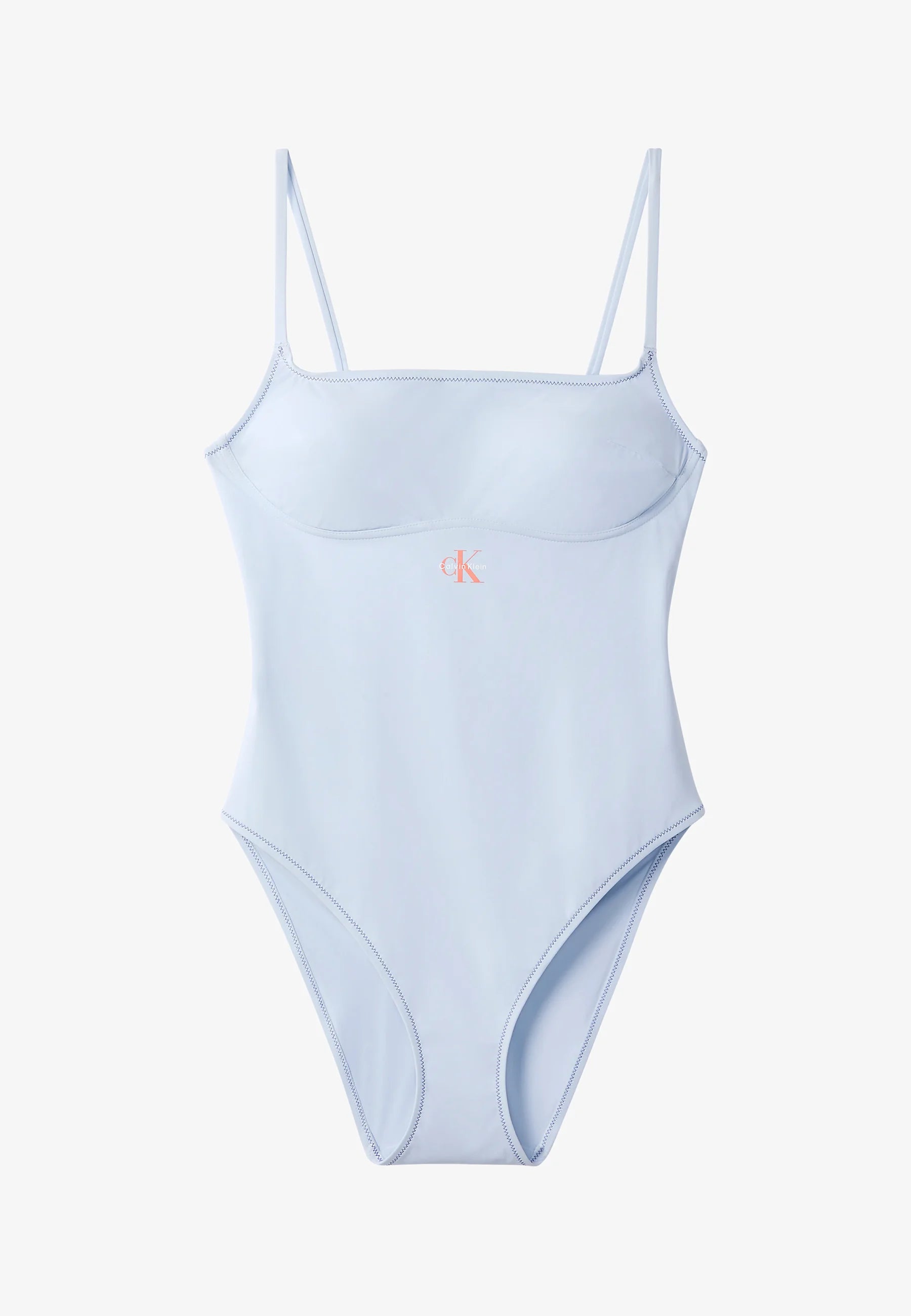 Einteiliger Badeanzug mit grafischem Monogramm von Calvin Klein – Breezy Blue