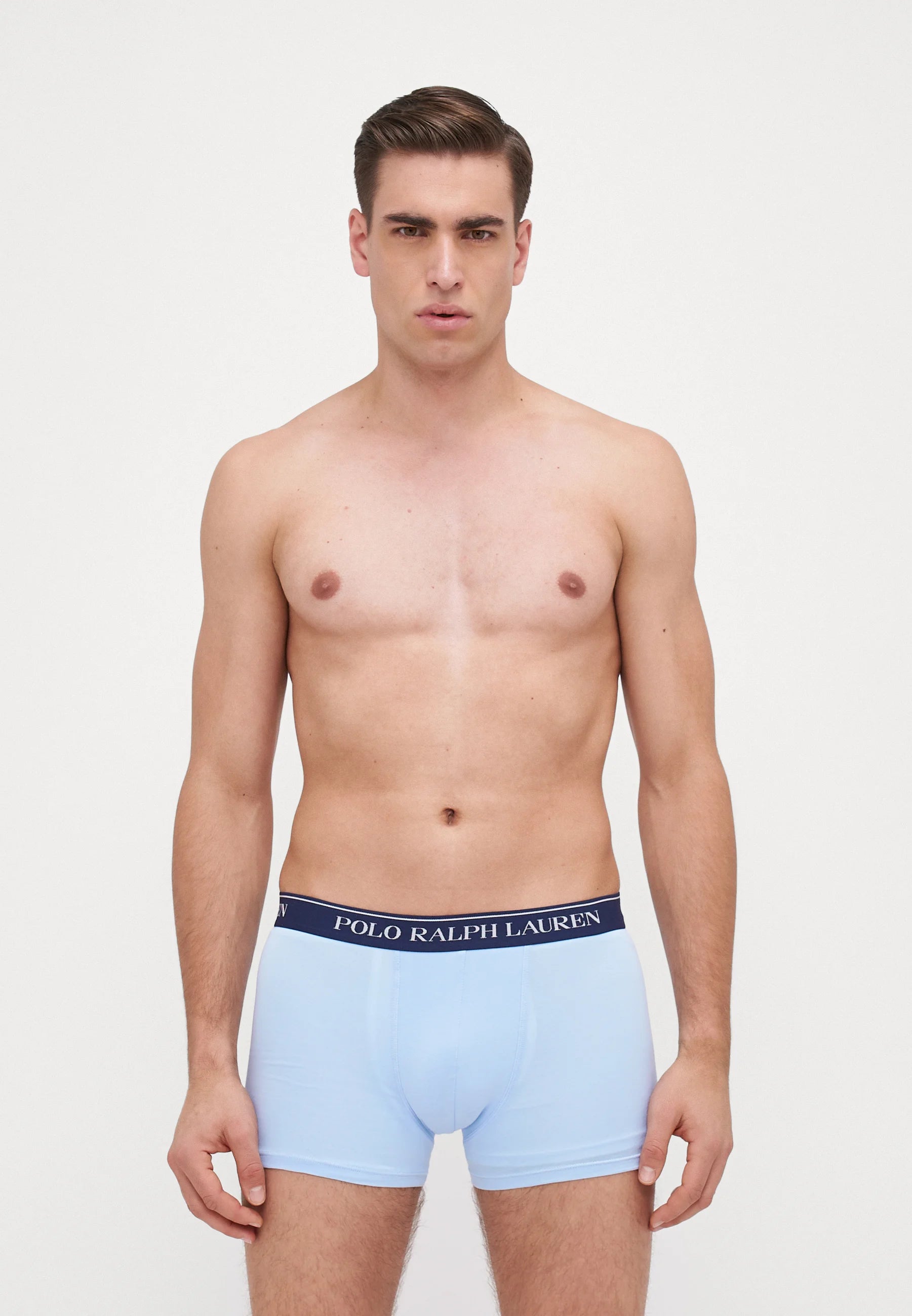 Boxer Polo Ralph Lauren in cotone elasticizzato – Confezione da 5 – Blu scuro, Blu, Lilla, Bianco