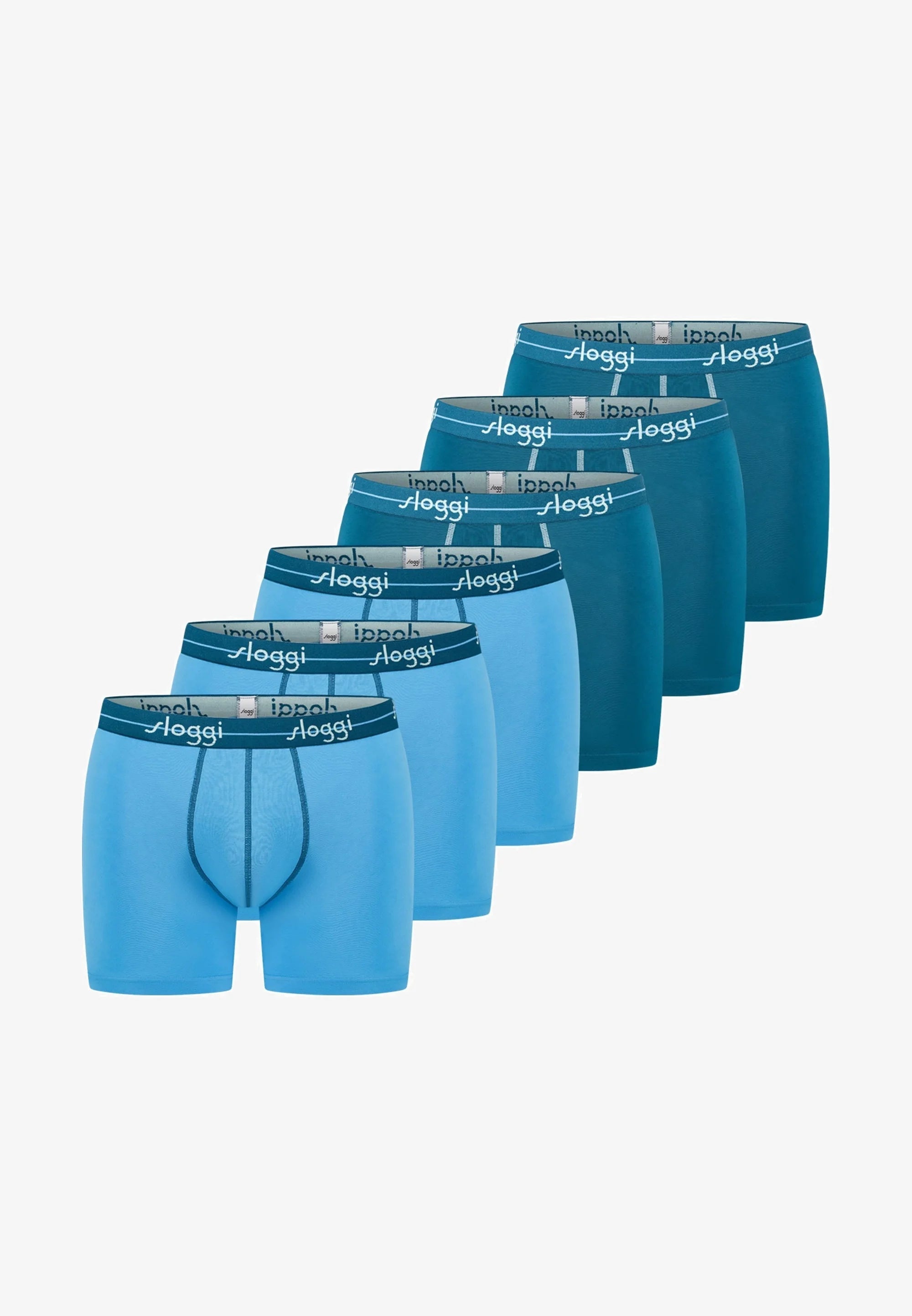 Sloggi Boxer Briefs 6 Pack – Blue Light Blue Combination