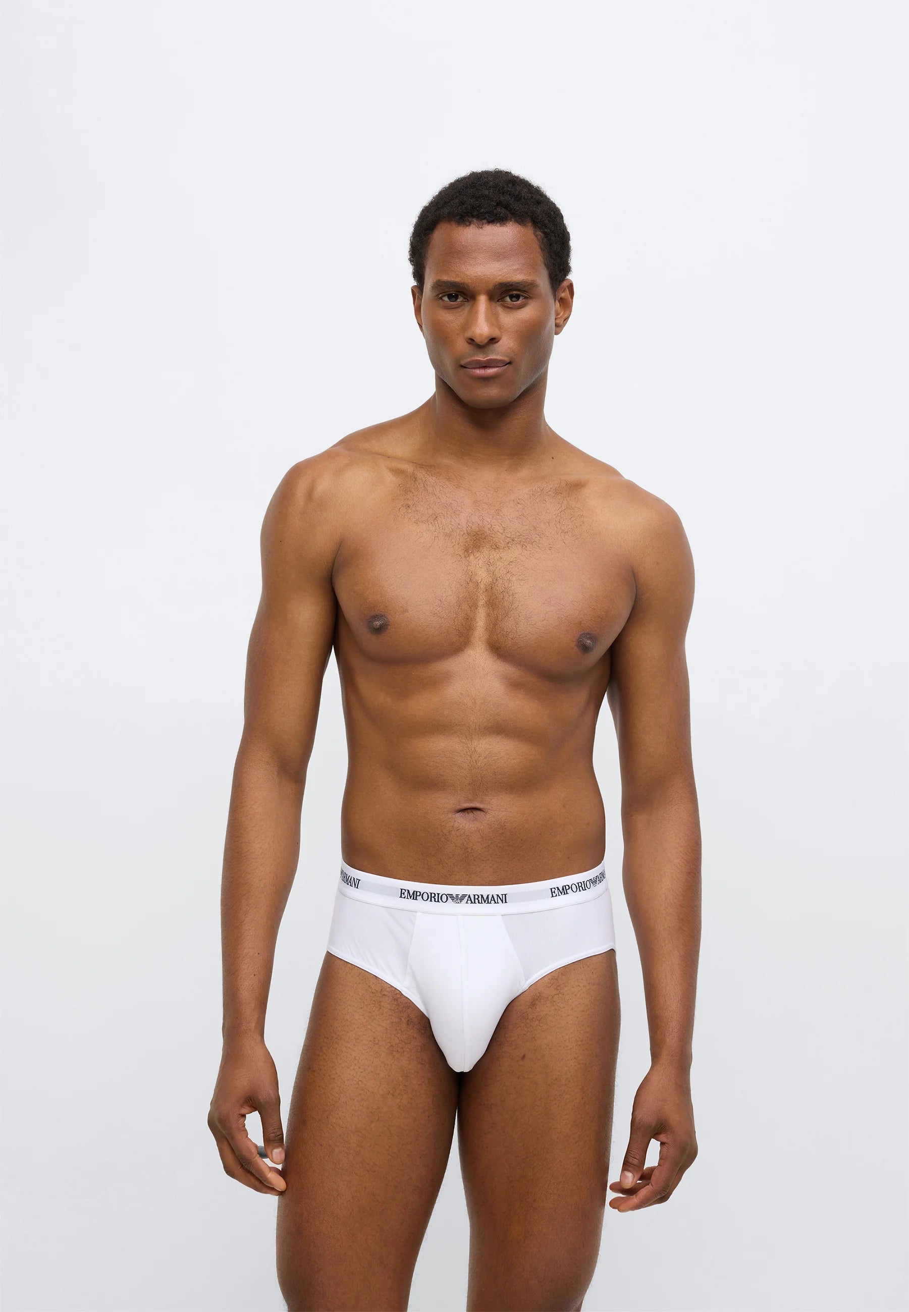 Lot de 3 slips en coton stretch de qualité supérieure Emporio Armani - Blanc