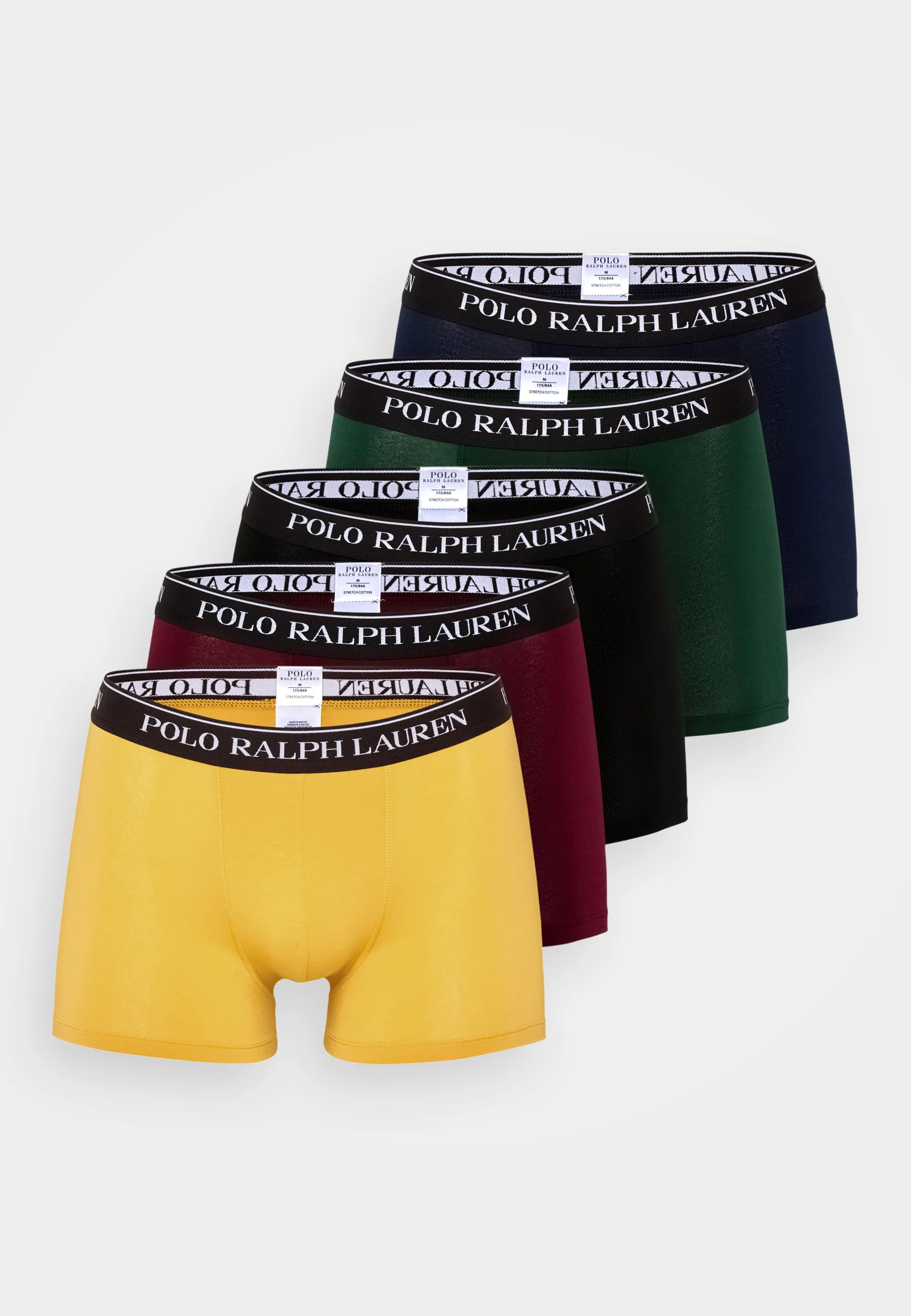 Polo Ralph Lauren Cotton Stretch Trunks – 5 Pack – Red, Navy, Pine, Gold, Black