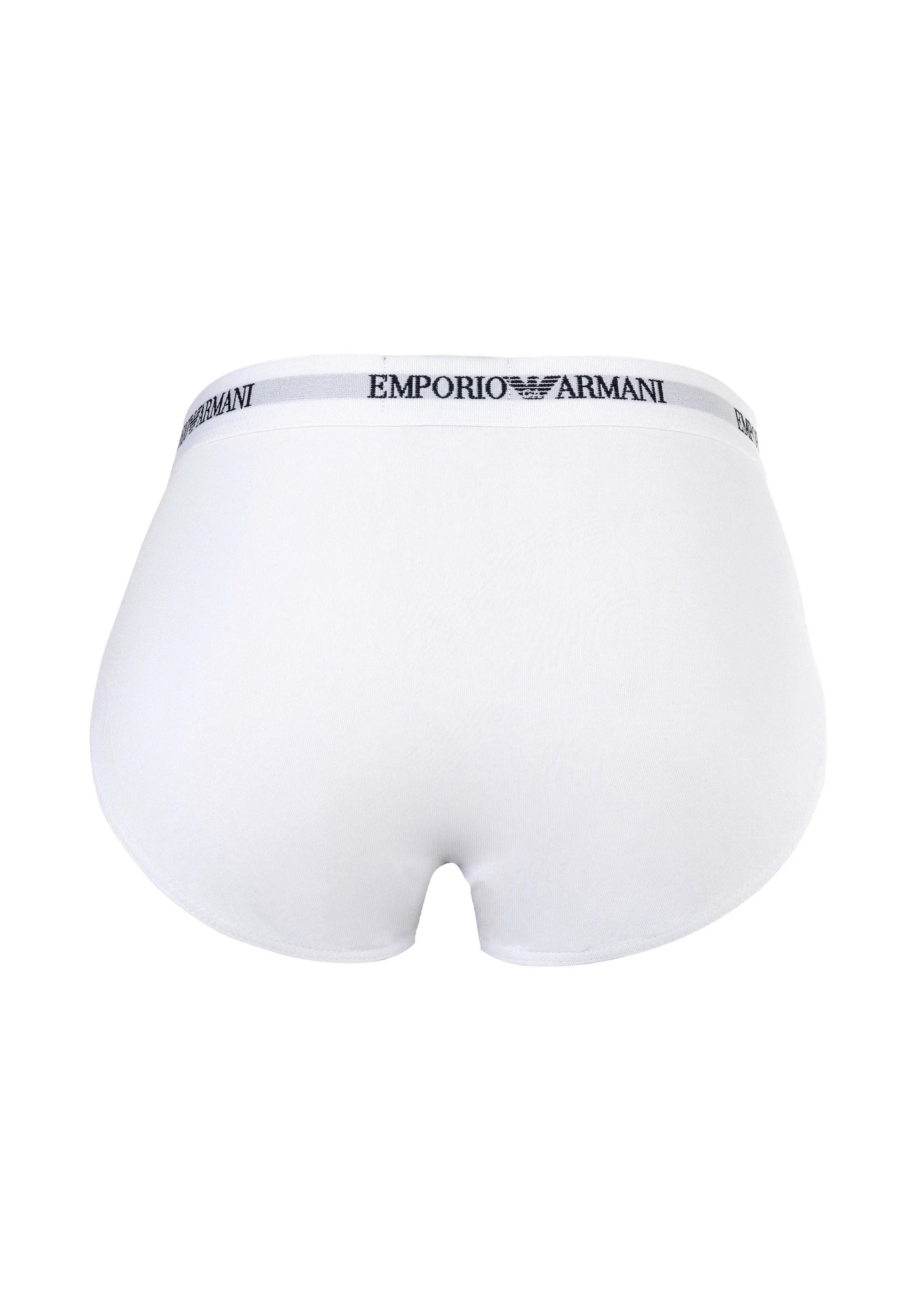 Emporio Armani Premium Cotton Stretch Briefs 3 Pack – White, Armani Blue, Black