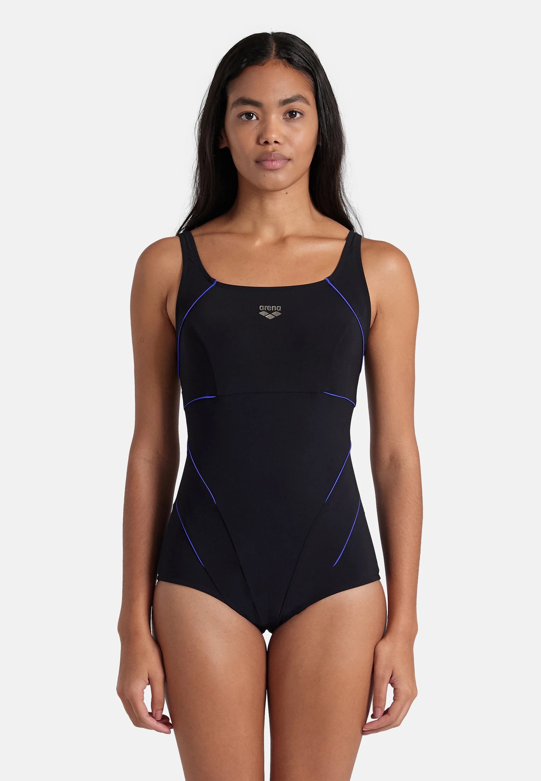 Arena Shapewear Jewel Low C-Cup R Einteiliger Badeanzug – Schwarz, Hellblau