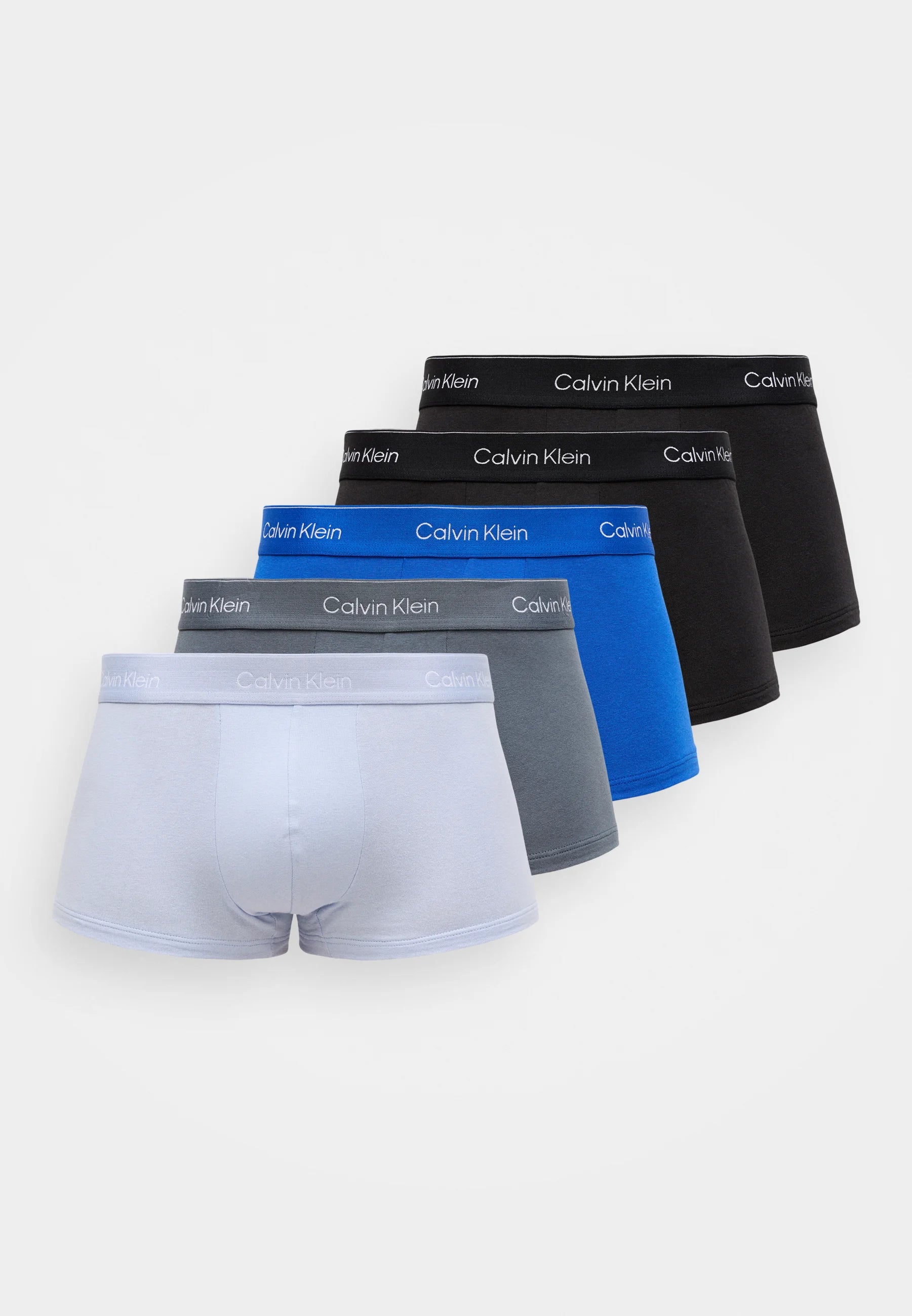 Calvin Klein Icon Cotton Stretch Low Rise Trunks – 5 Pack – Black, Royalty, Casual Blue, Turbulence