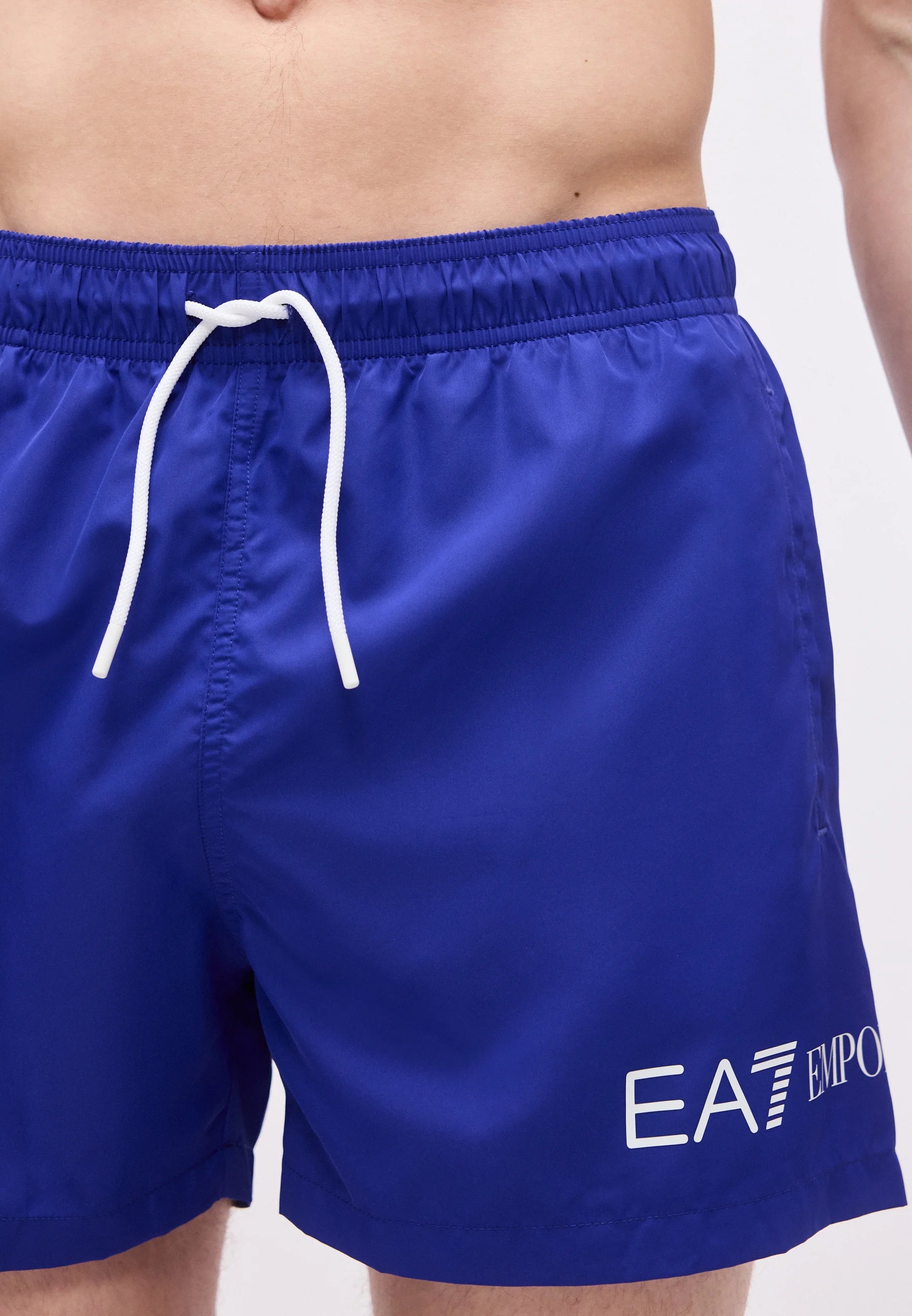 Plavecké šortky Emporio Armani EA7 Water Sport Extended Logo Boxer – Clematis Blue, White