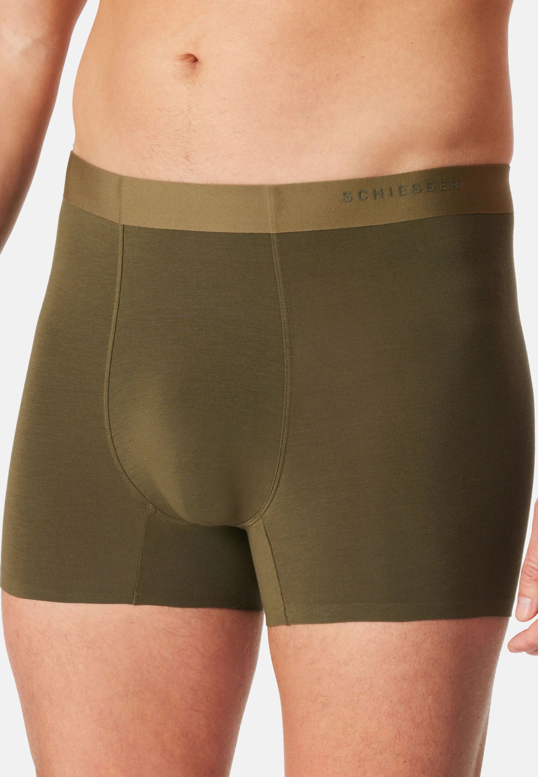 Schiesser Modern Bonded Trunks 2 Pack – Olive