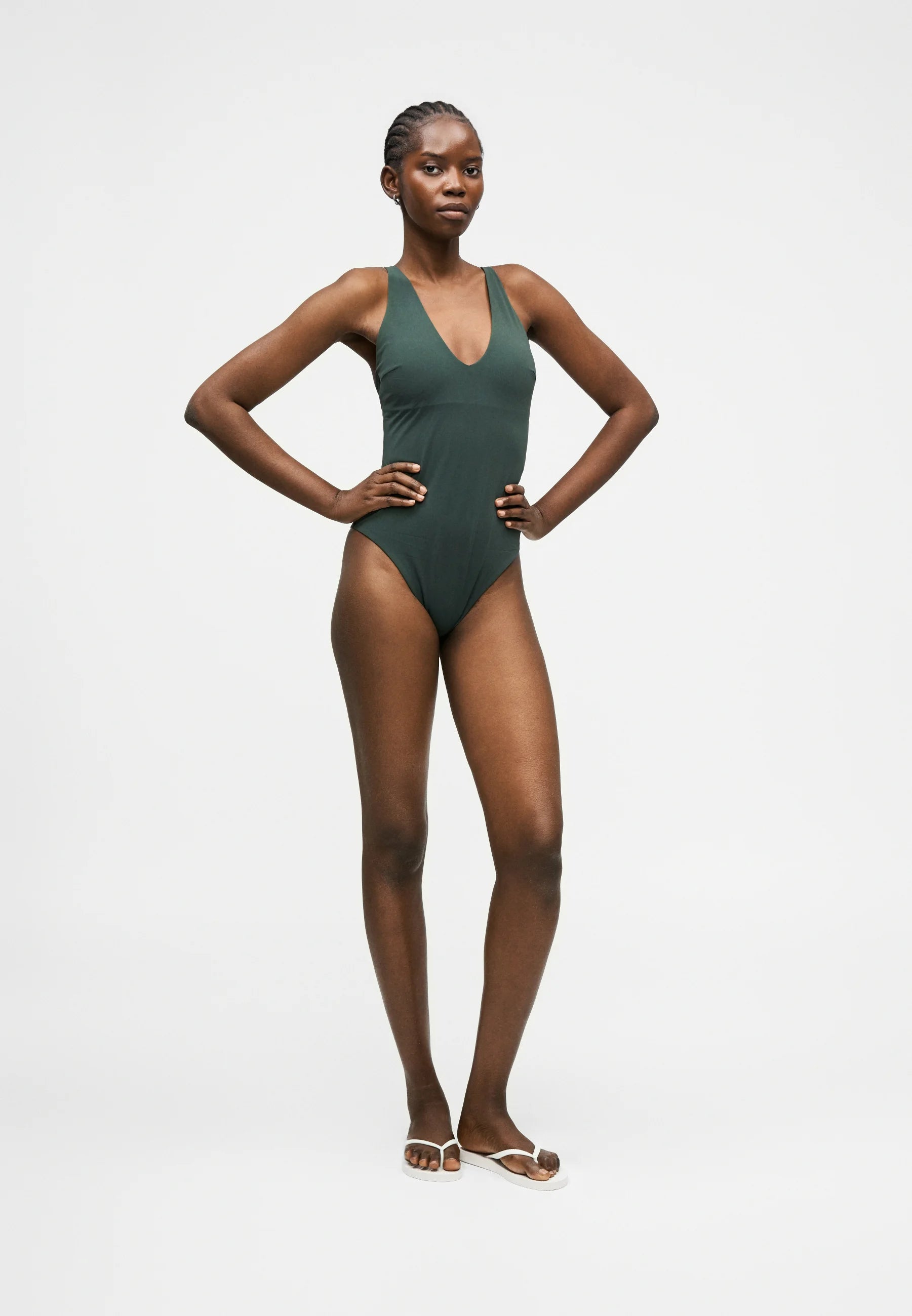 Jednodílné plavky Calvin Klein Scoop Back Icon Stripe – Darkest Spruce