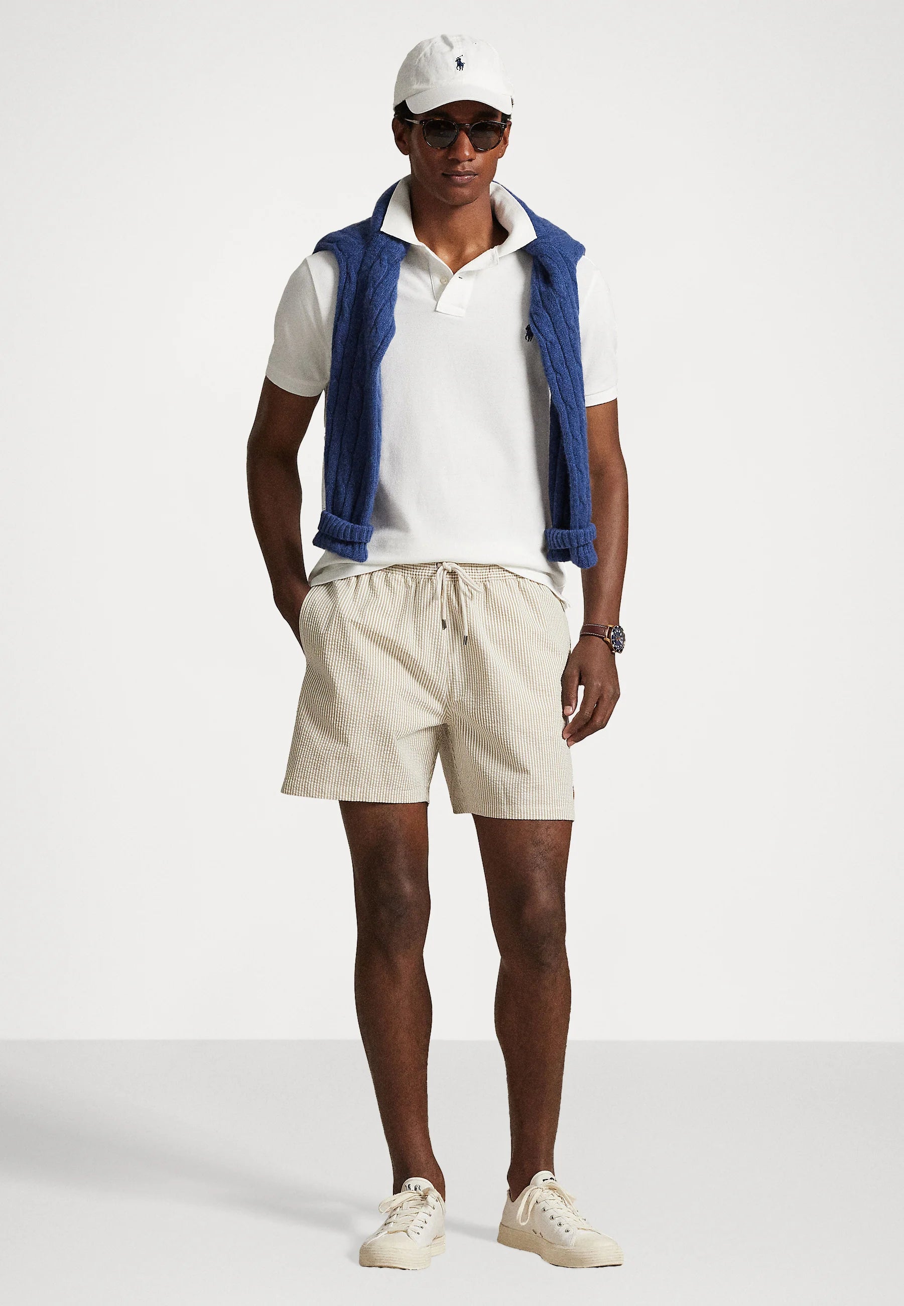 Spodenki kąpielowe Polo Ralph Lauren Coastal Beige Seersucker Traveler – beż