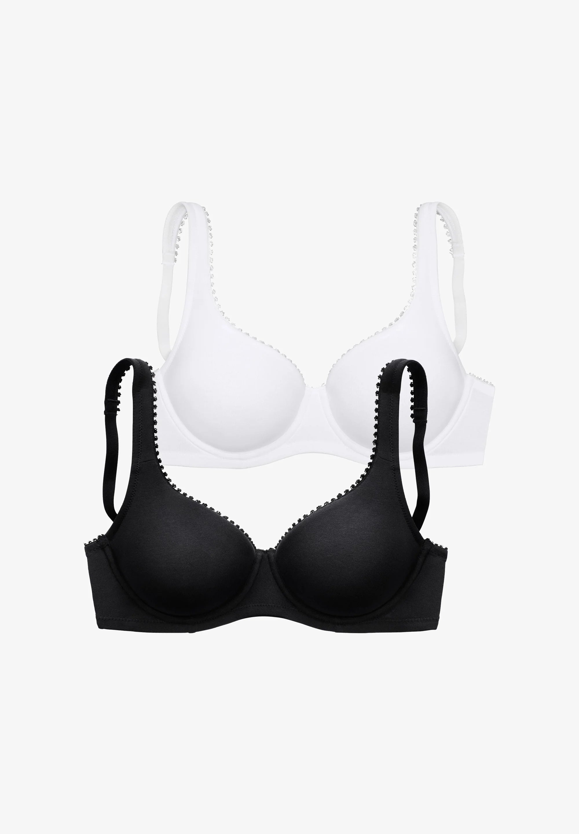 LASCANA Cotton Underwire Bra – White, Black
