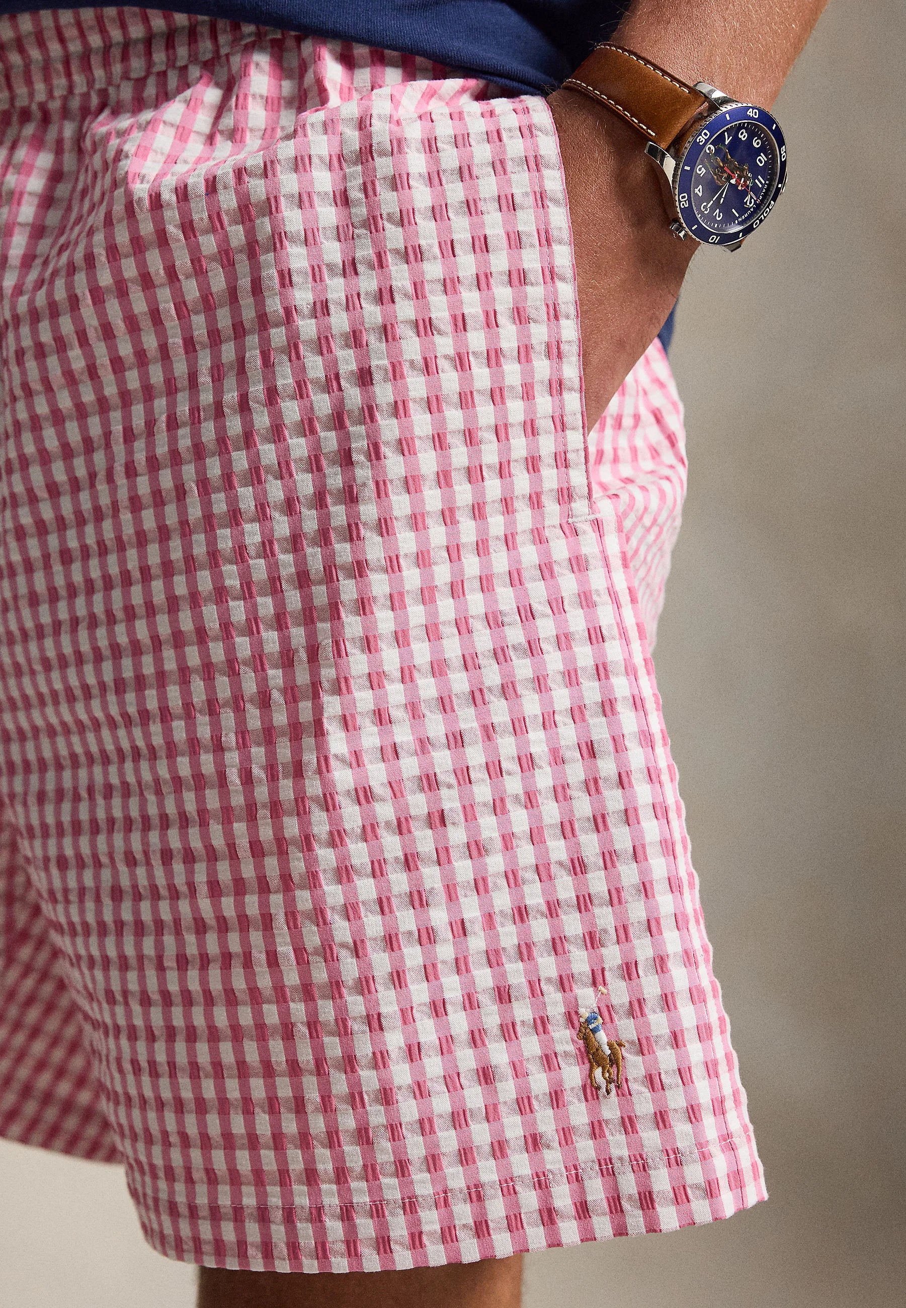 Short de bain Polo Ralph Lauren Resort Rose Gingham Traveler – Rose, Blanc
