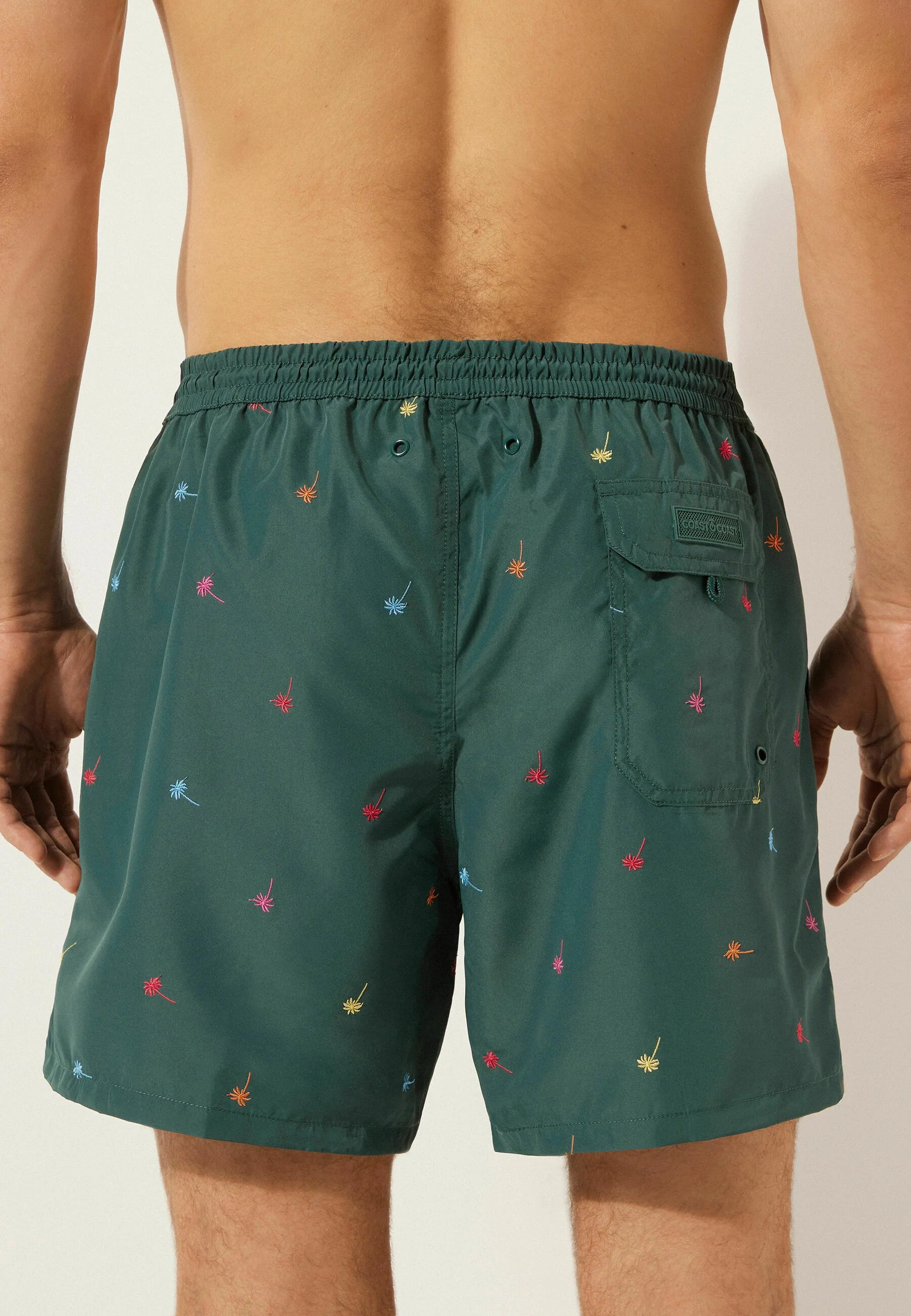 Calzedonia Formentera gemusterte Badeshorts – Dunkelgrün meliert