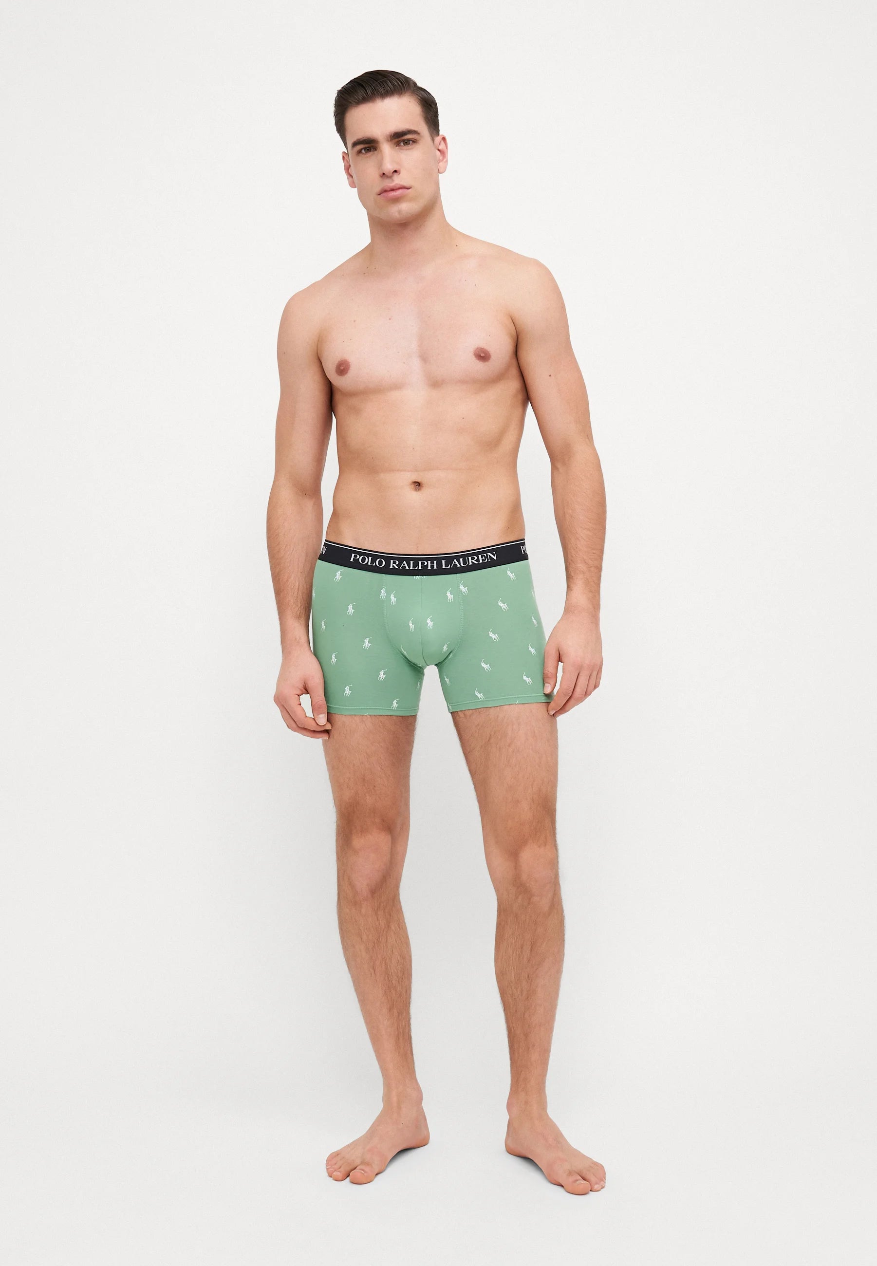 Polo Ralph Lauren Boxer en coton stretch – Lot de 3 – Vert, Gris, Noir