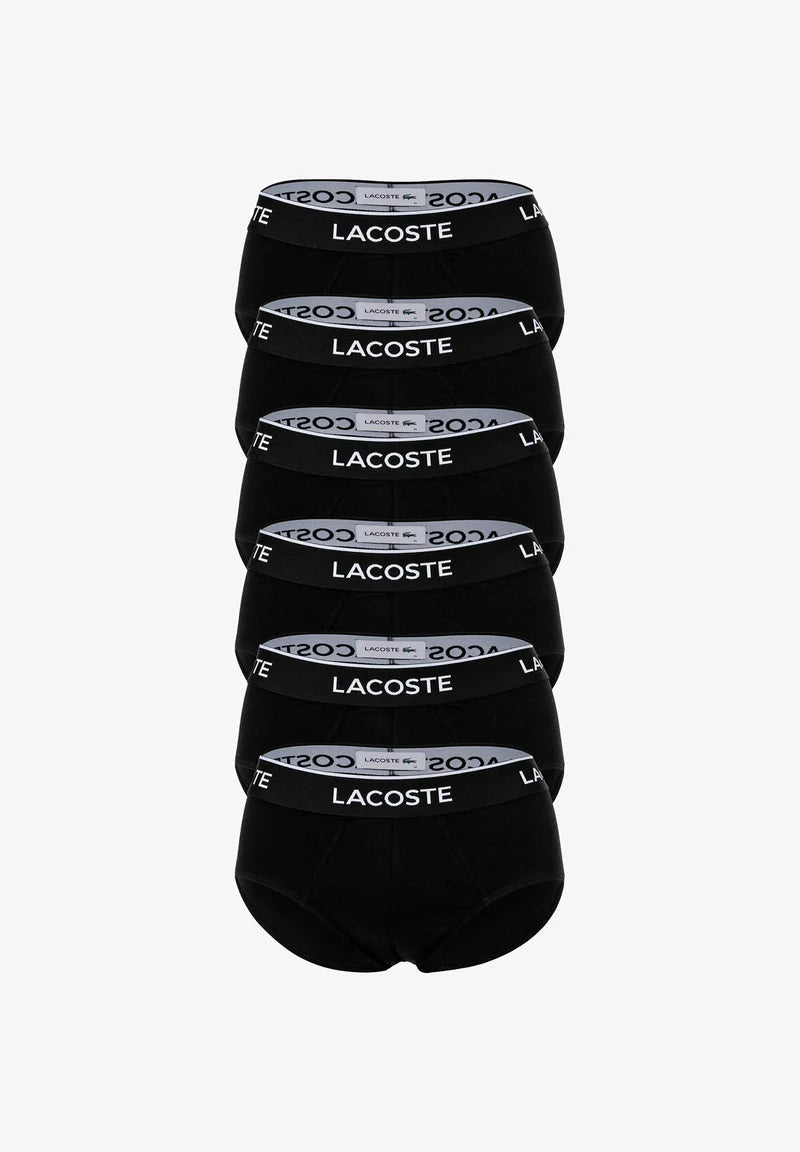 Lacoste 6er-Pack lässige Stretch-Logobund-Slips – Schwarz