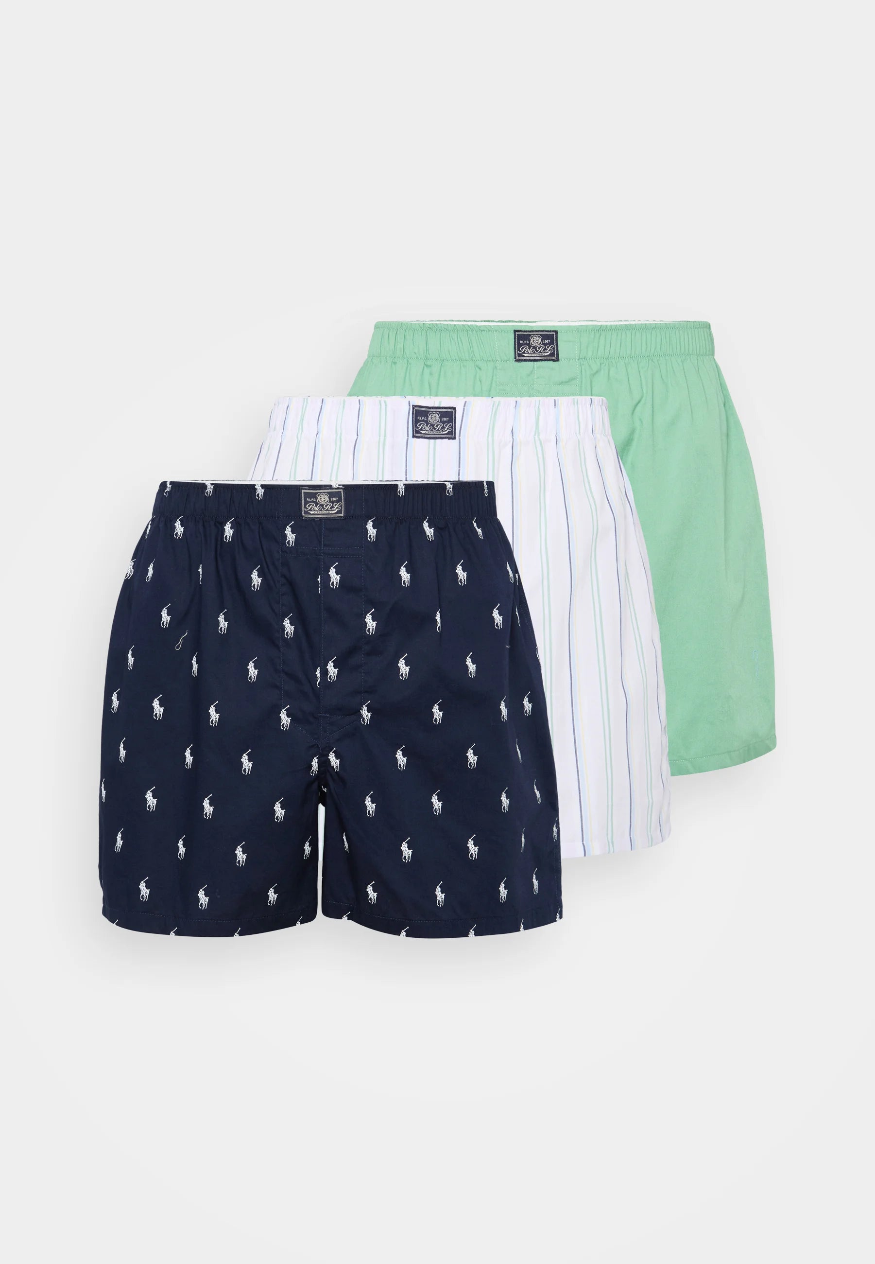 Polo Ralph Lauren Cotton Open Boxer Shorts – 3 Pack – Pistachio, Navy