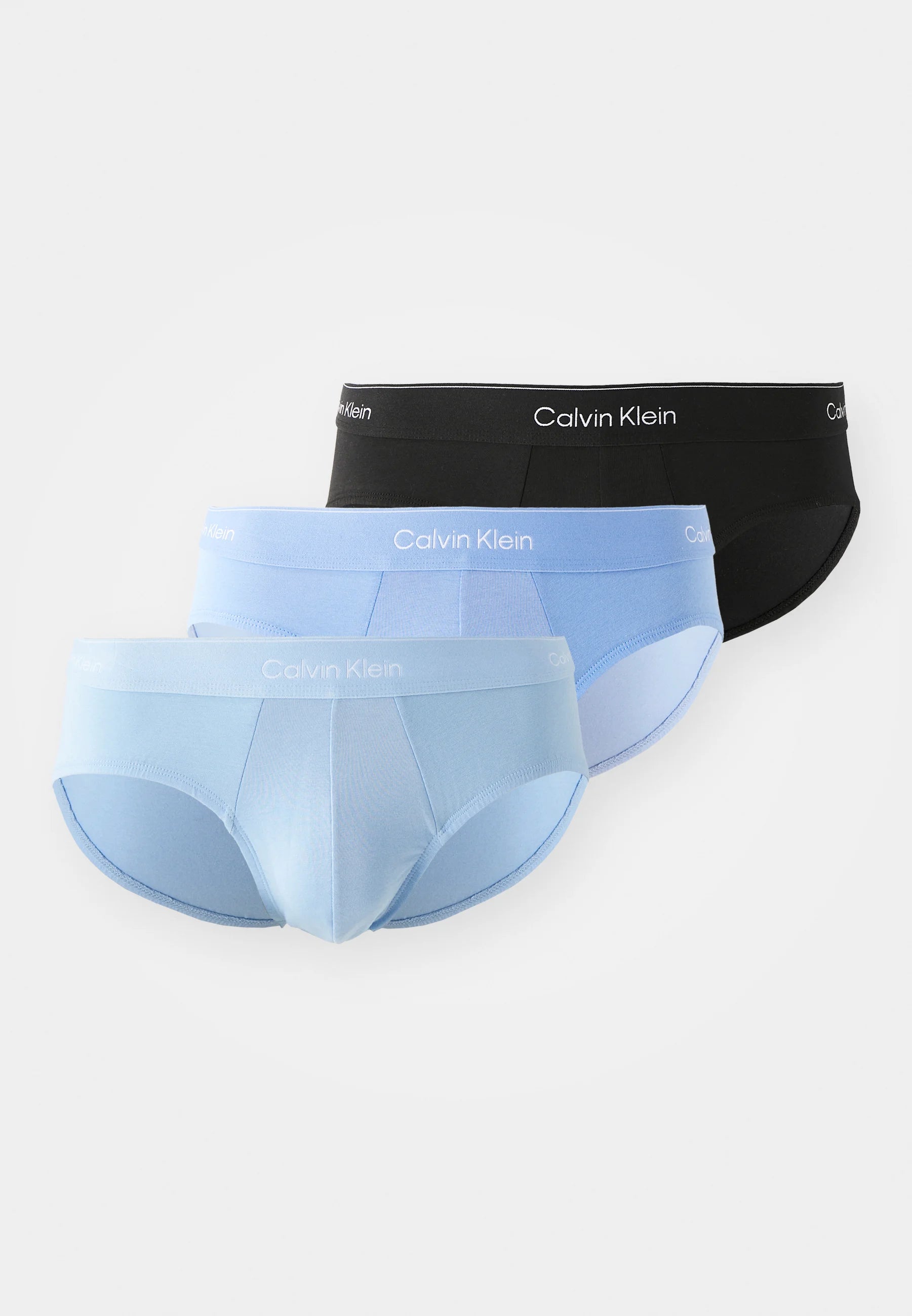 Calvin Klein Icon Cotton Stretch Hip Briefs - Lot de 3 - Noir, Glacier, Blue Bell
