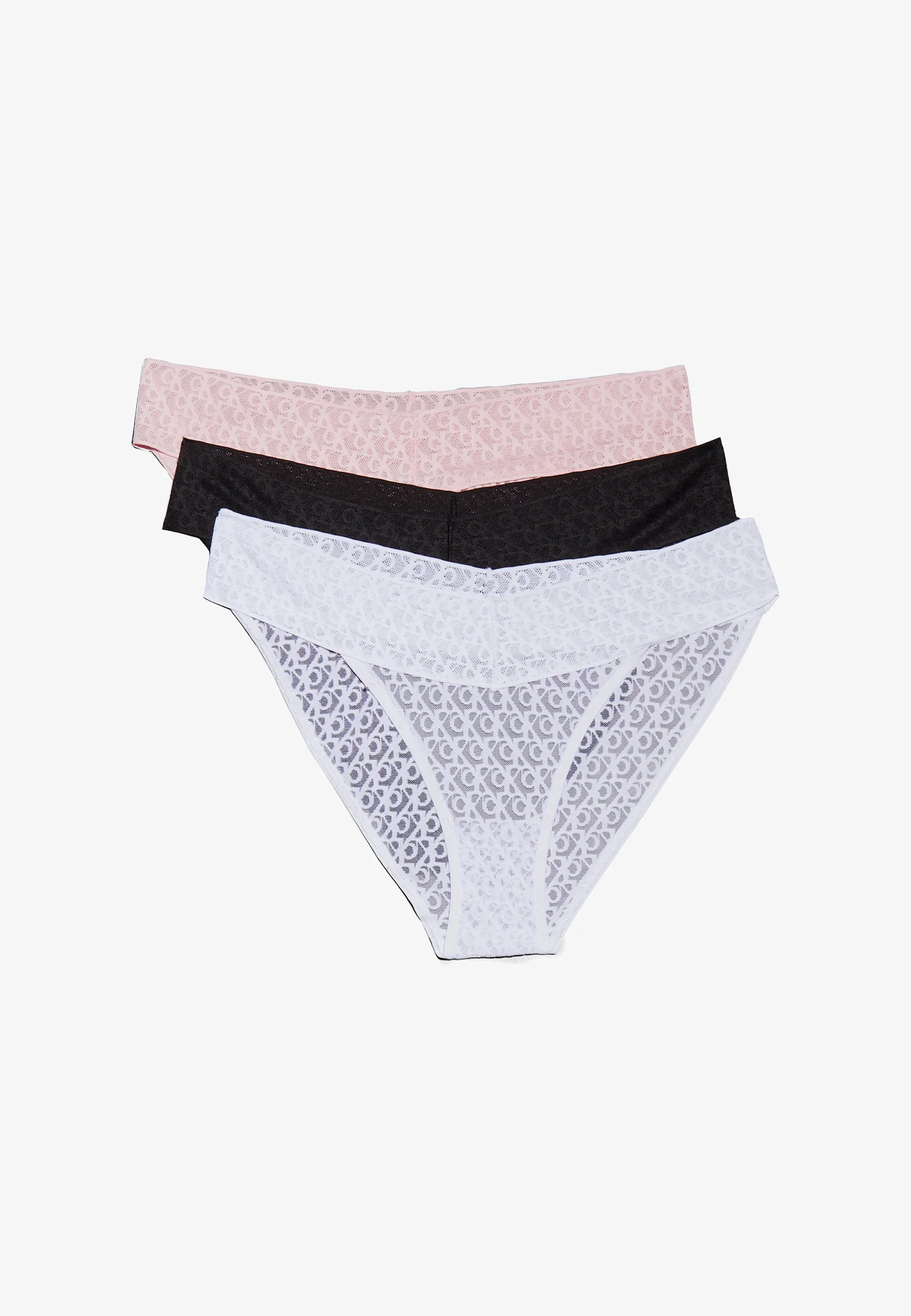 Calvin Klein Low Rise Lace Briefs – 3 Pack, Black, Classic White, Buff Pink