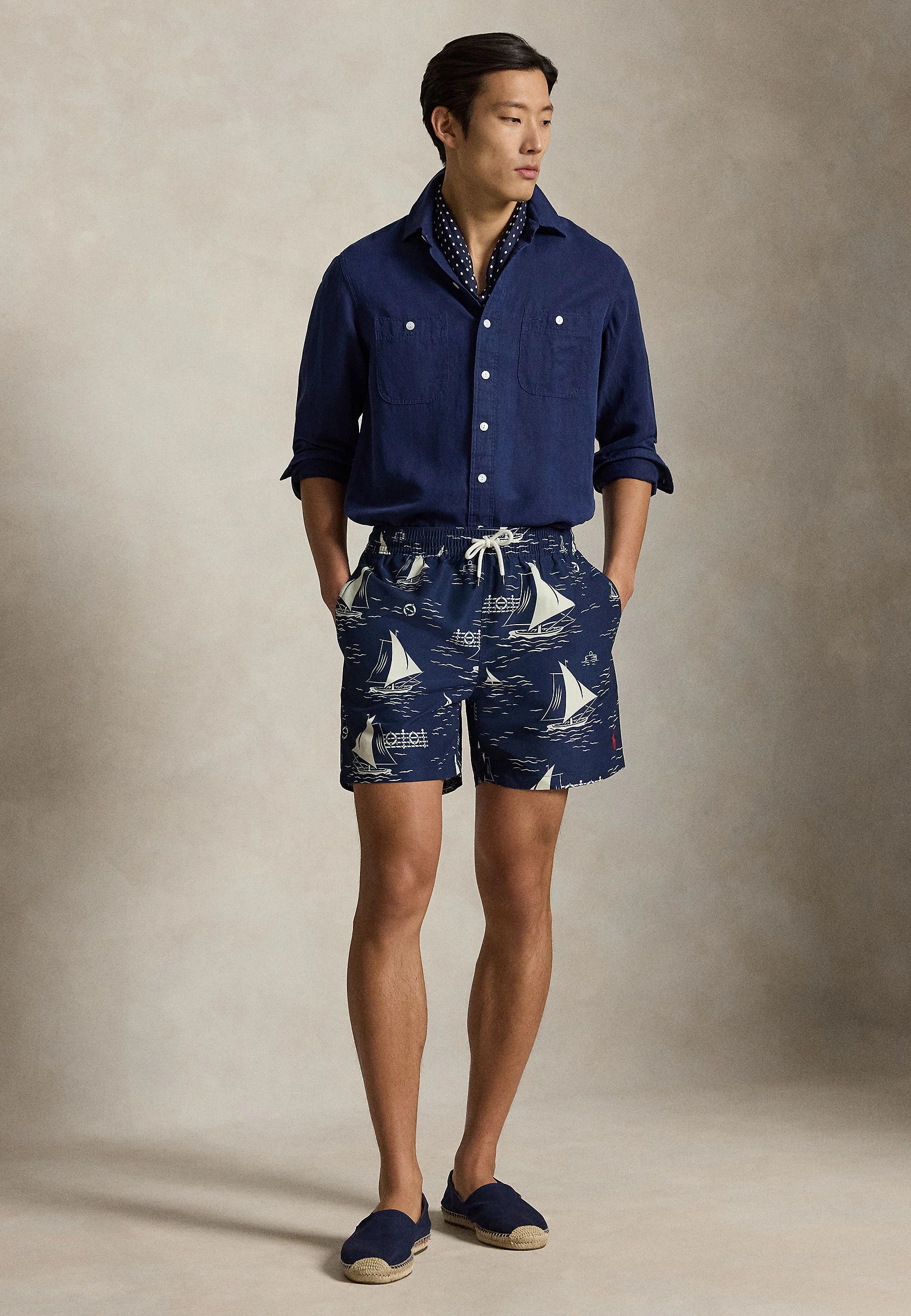 Polo Ralph Lauren Sailboat Traveler Swim Shorts – Blue, White