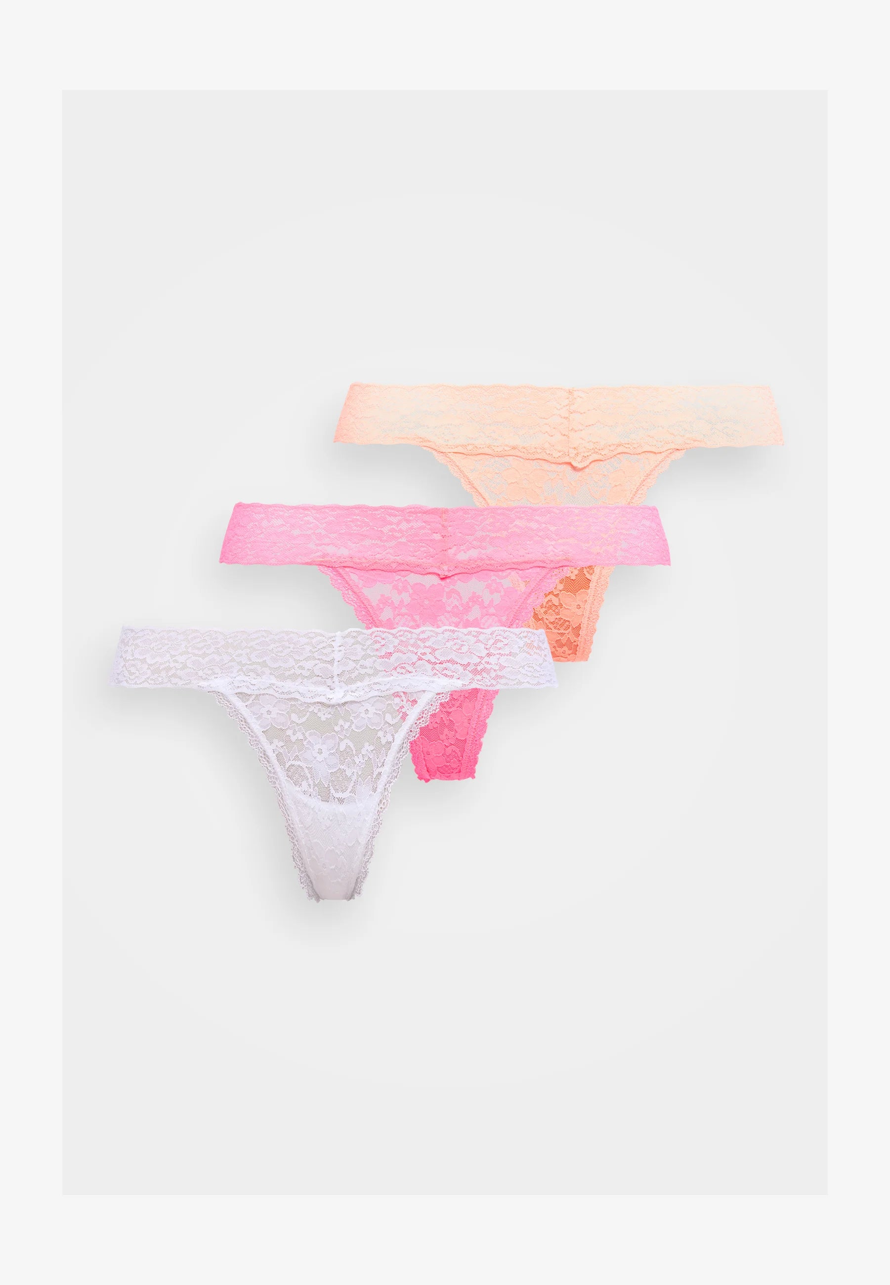 Guess Basic Spitzen-Tanga im 3er-Pack – Orange, Pink, Weiß
