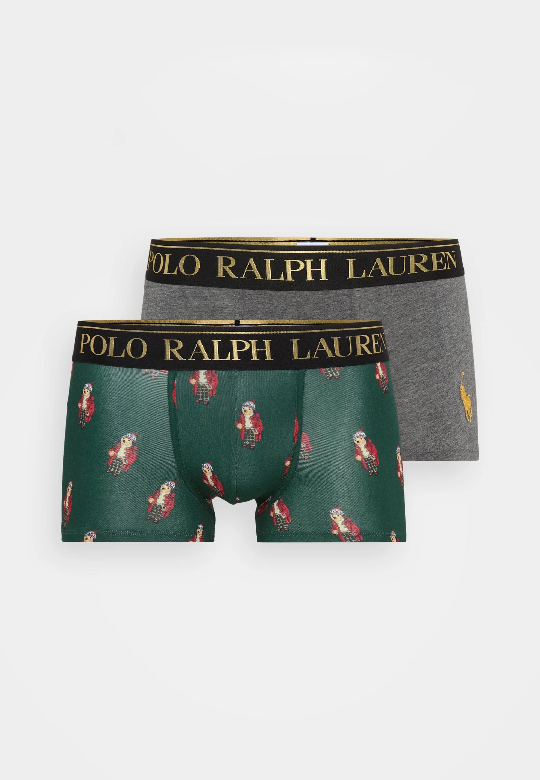 Boxers Polo Ralph Lauren en coton stretch – Taille basse – Lot de 2 – Charbon chiné, vert