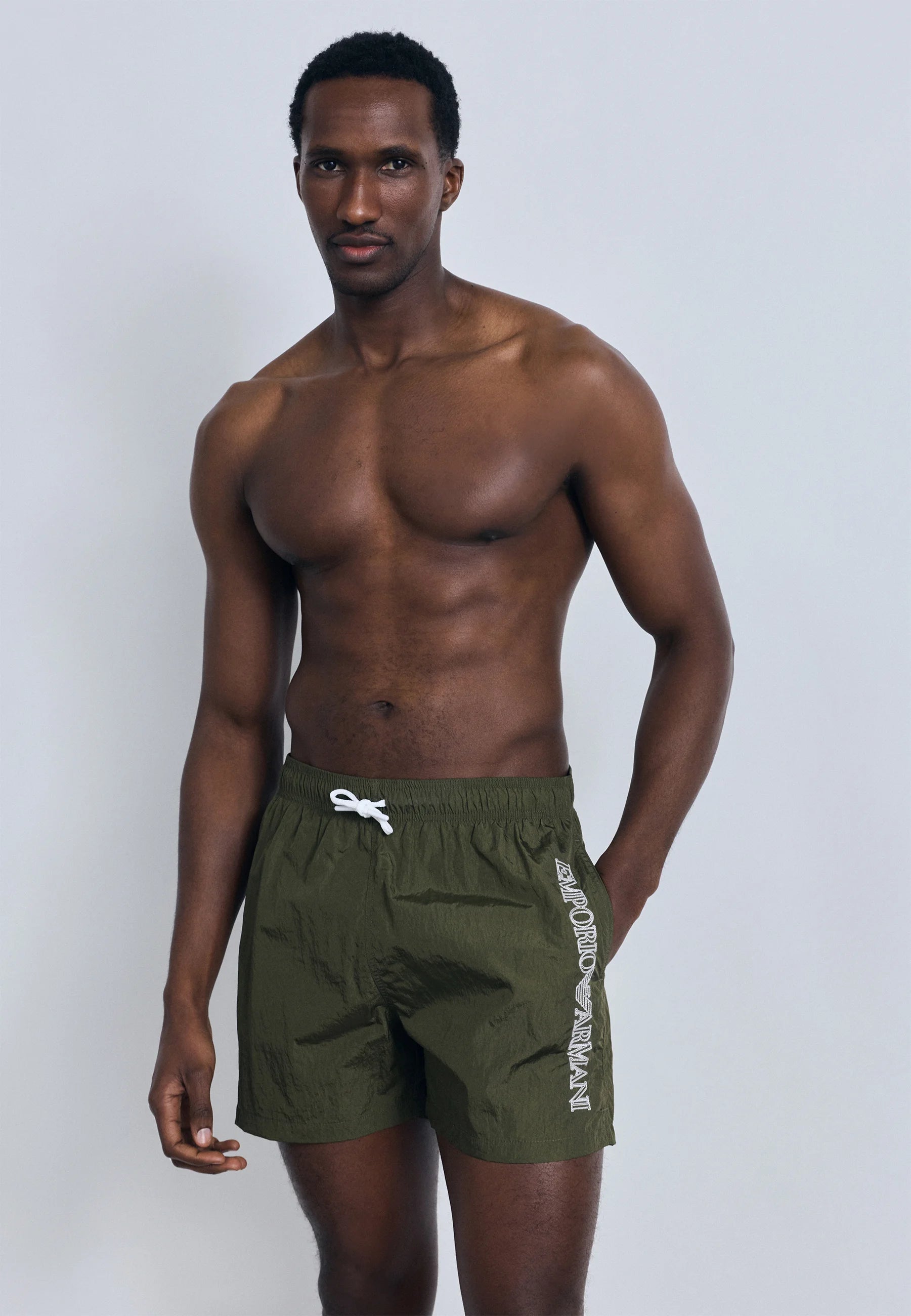 Emporio Armani EA7 Embroidery Logo Boxer Swimming Shorts – Olive