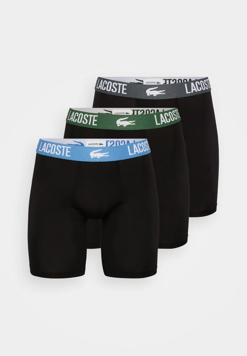 Lacoste Sport Performance Unterwäsche 3er-Pack Stretch-Unterhosen – Schwarz, Grün, Grau
