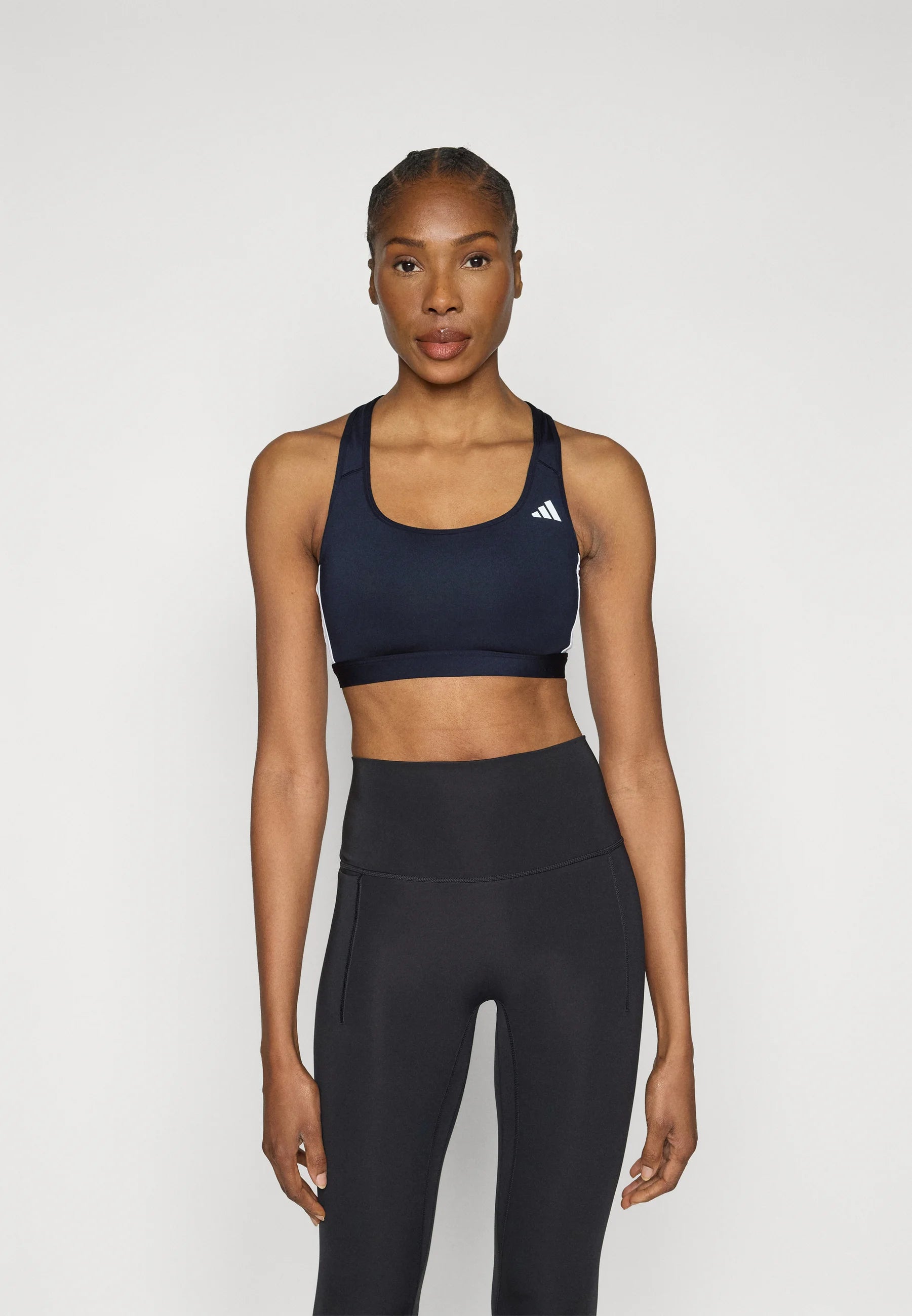 Adidas Performance Optime Essentials 3 Stripes Medium Support Bra – Black, White
