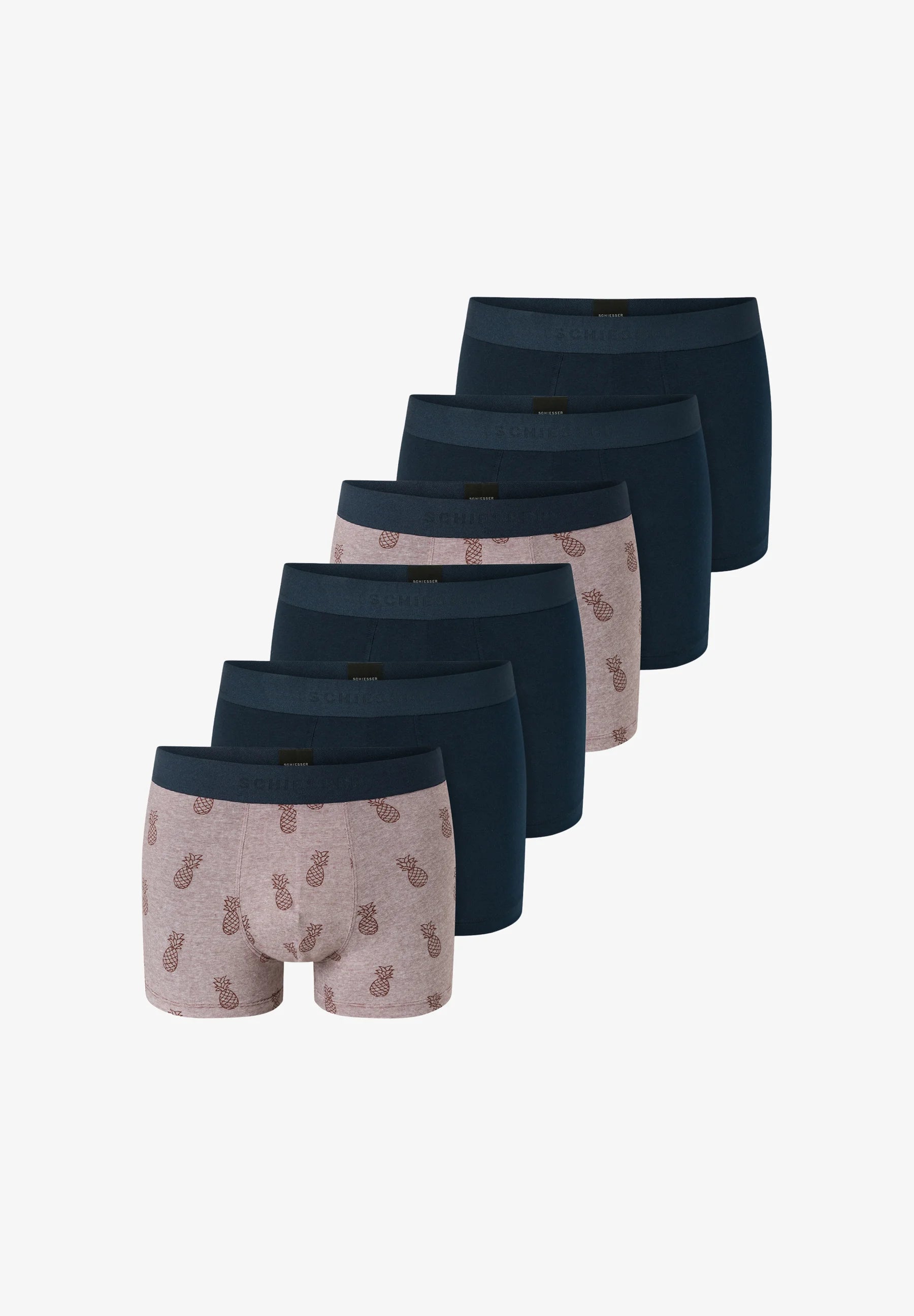 Schiesser 95 5 Cotton Trunks 6 Pack – Dark Blue, Red