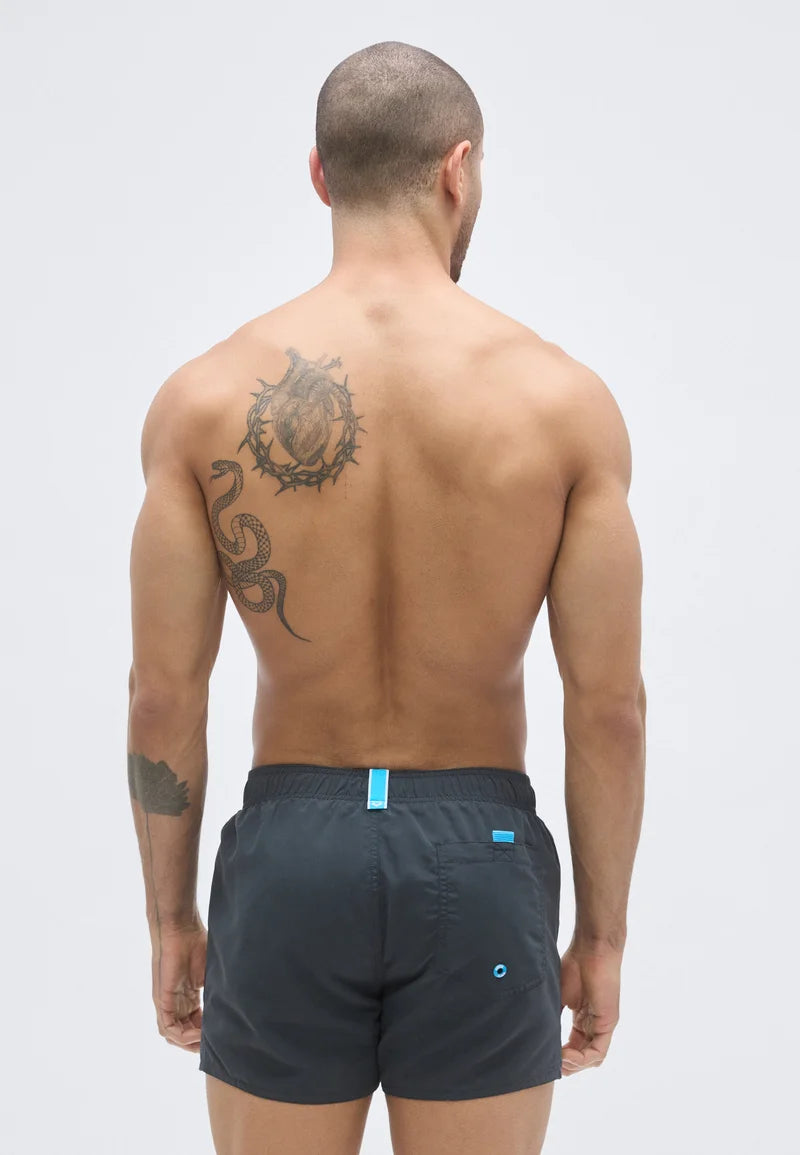 Short de bain Arena Fundamentals – Asphalte, Bleu Néon
