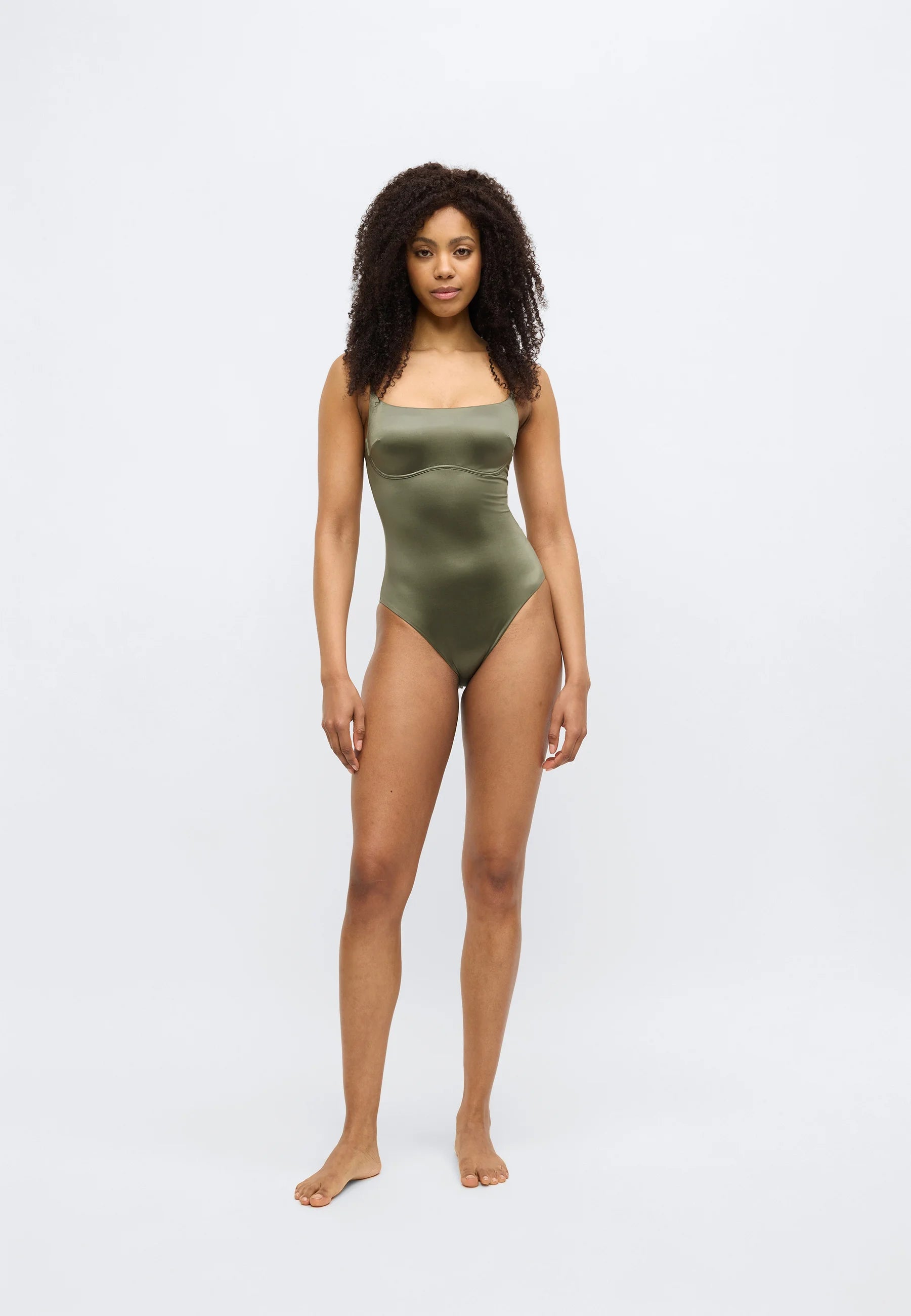 Calvin Klein Shine One-Piece Swimsuit – Brush Green