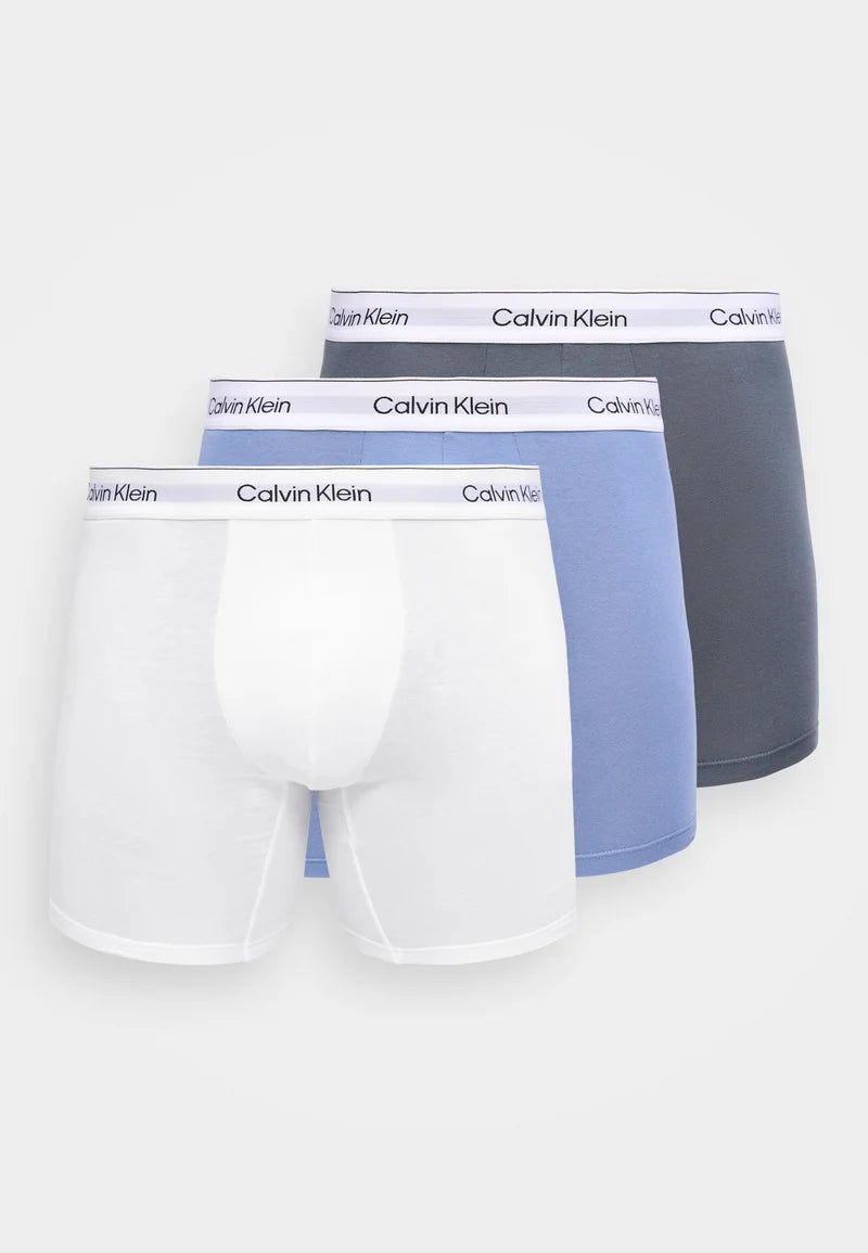 Calvin Klein Icon Cotton Stretch Briefs - Lot de 3 - Blanc, Bleu Tulipe, Turbulence