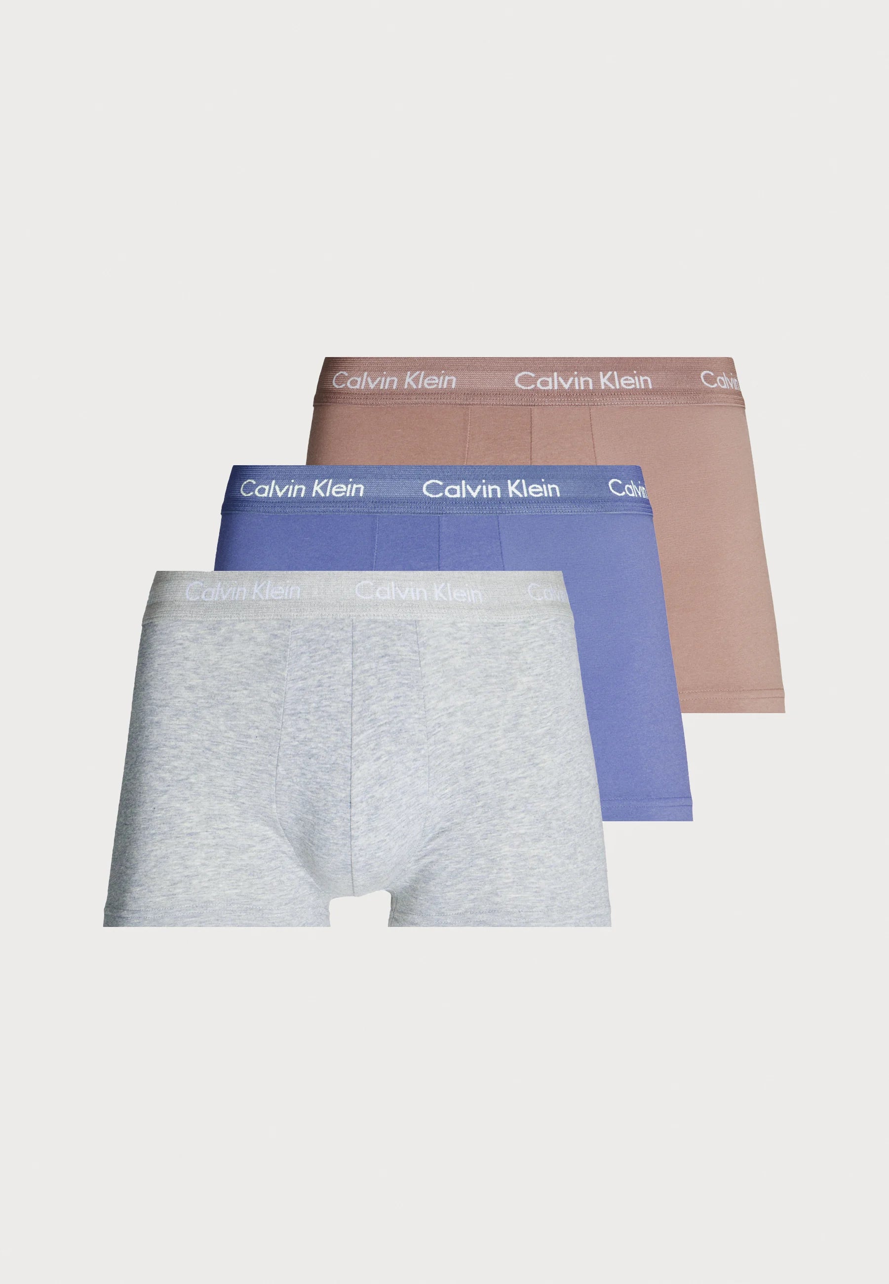 Calvin Klein Cotton Stretch Trunks – 3 Pack – Royal Iris, Authentic Grey, Dusty