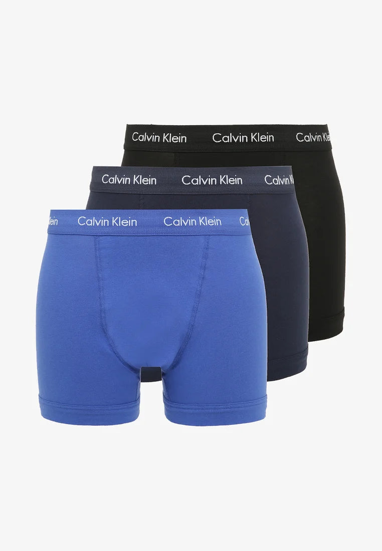 Calvin Klein Cotton Stretch Trunks – 3er-Pack – Grau, Blau, Schwarz