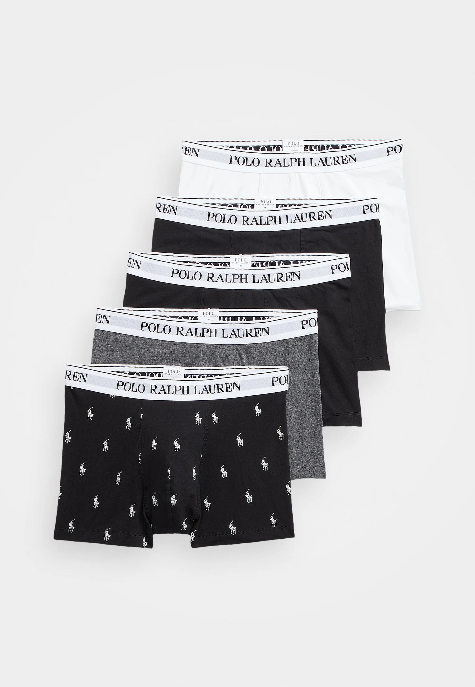 Polo Ralph Lauren Cotton Stretch Trunks – 5 Pack – White, Black