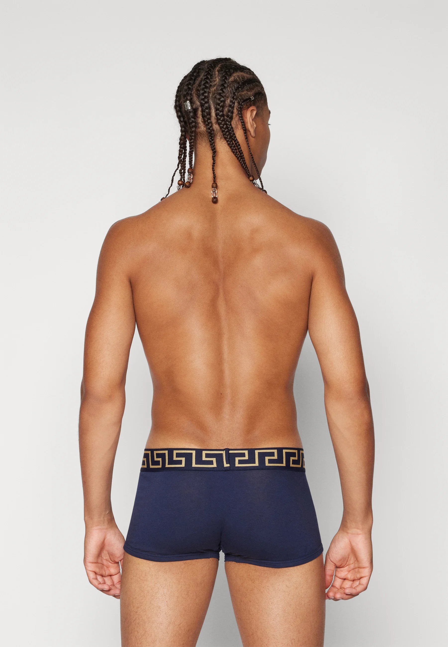 Versace Cotton Stretch Low Rise Trunks – Blue, Gold