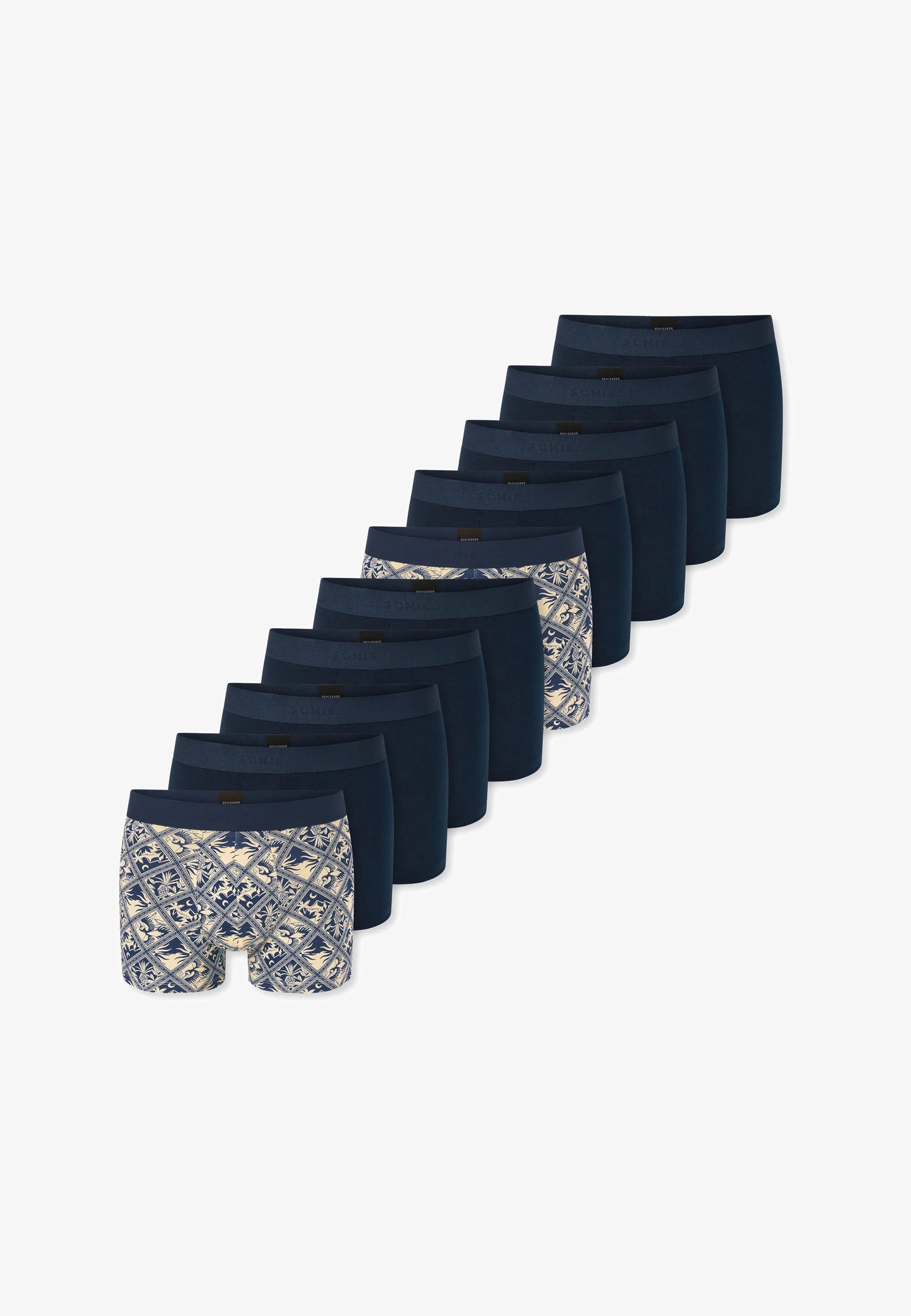 Schiesser 95 5 Lot de 10 boxers – Bleu foncé, Jaune clair
