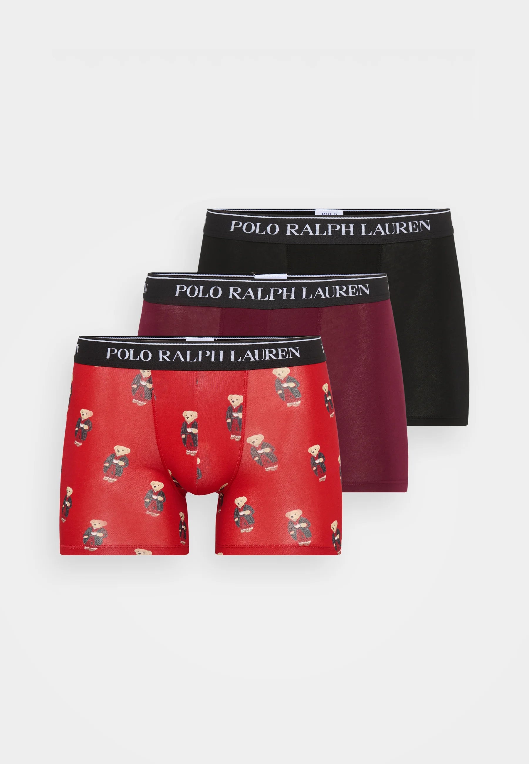 Polo Ralph Lauren Cotton Stretch Boxer Briefs – 3 Pack – Red, Damson Red, Black