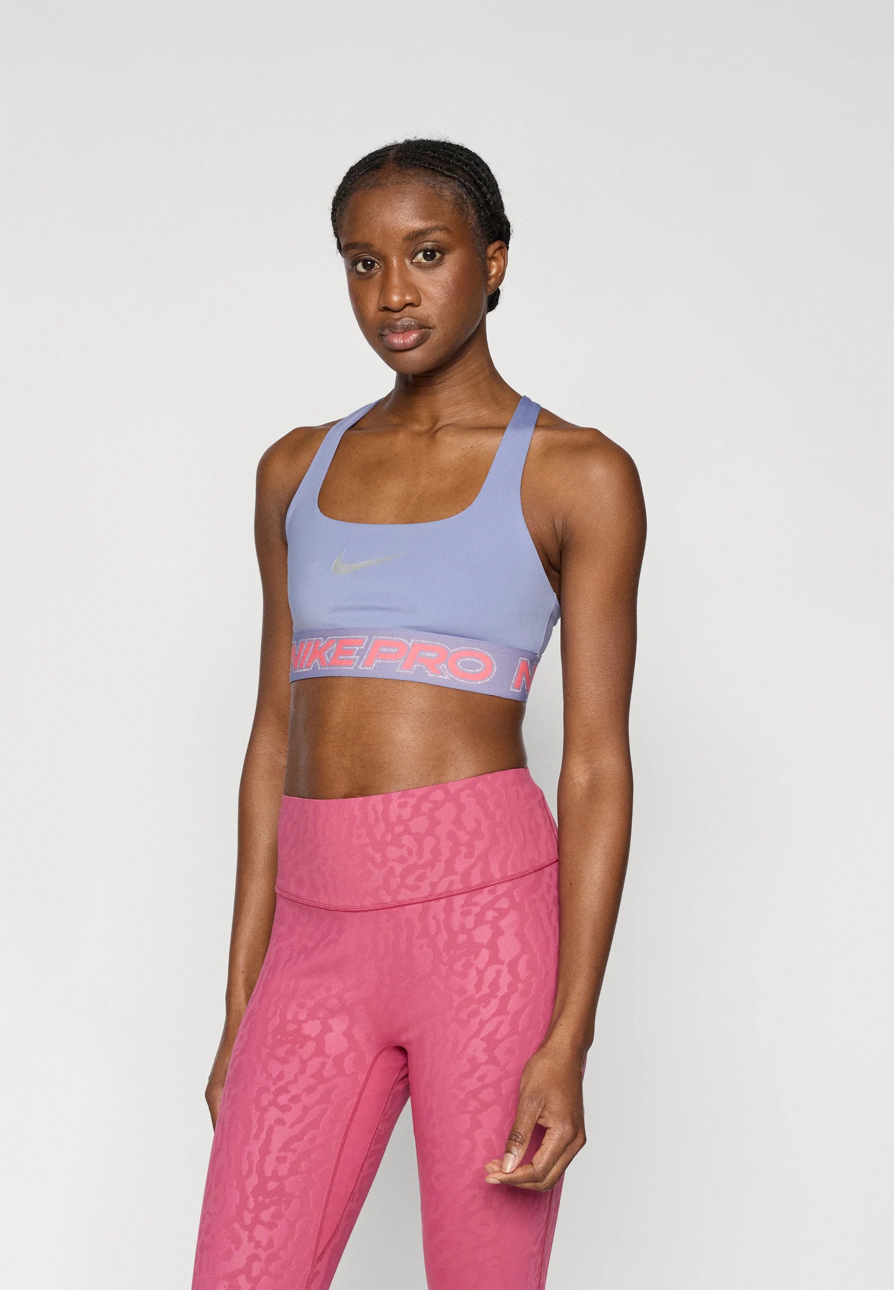 Nike Dri-FIT Medium Support Sports Bra – Iron Purple, Sea Coral, Metallic Silver