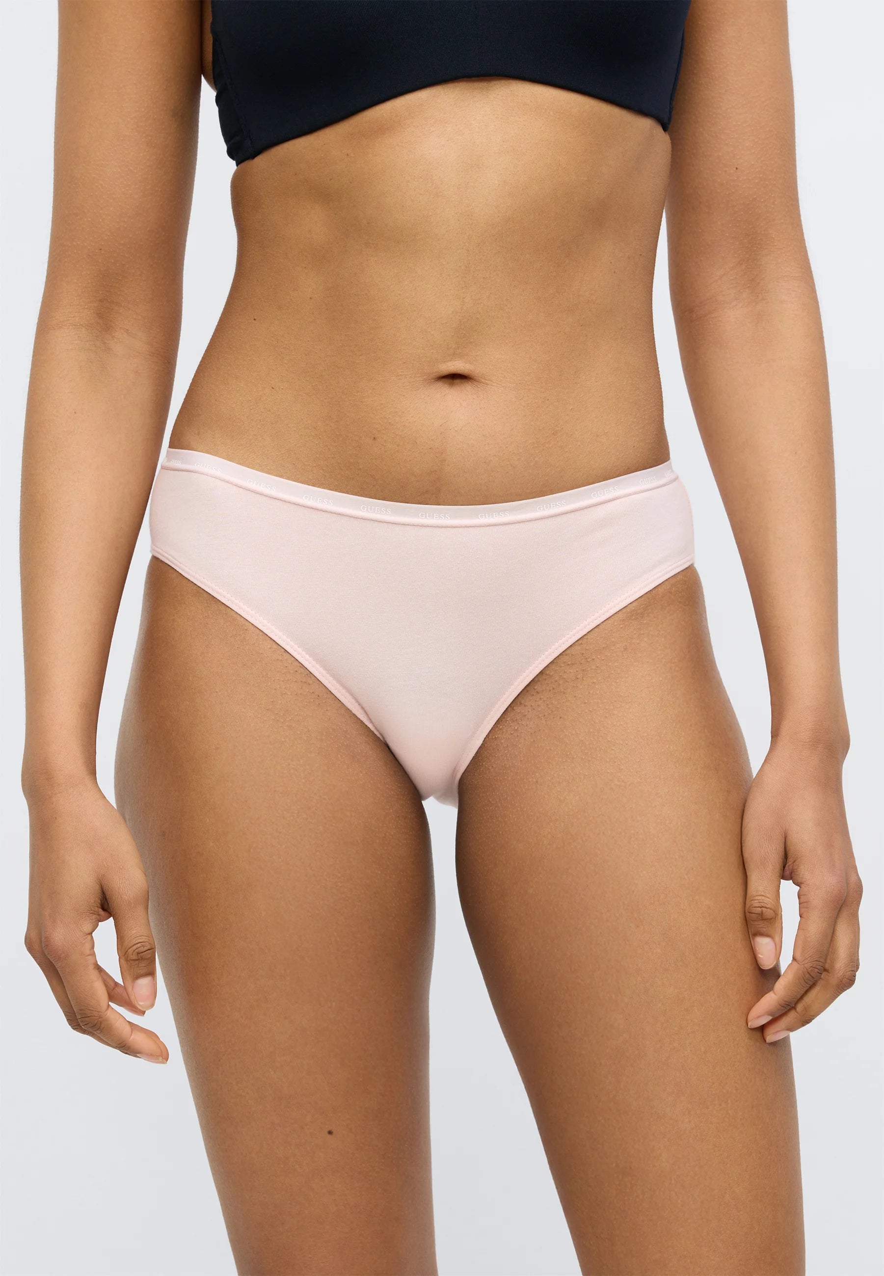 Lot de 3 slips Guess Basic en coton – rose, blanc, noir
