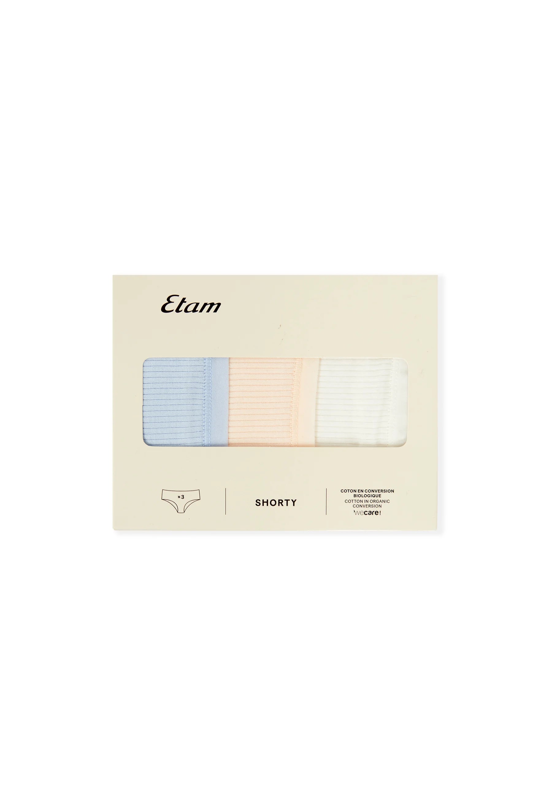 Etam John Slips – 3er-Pack, gebrochenes Weiß, Blau, Nude
