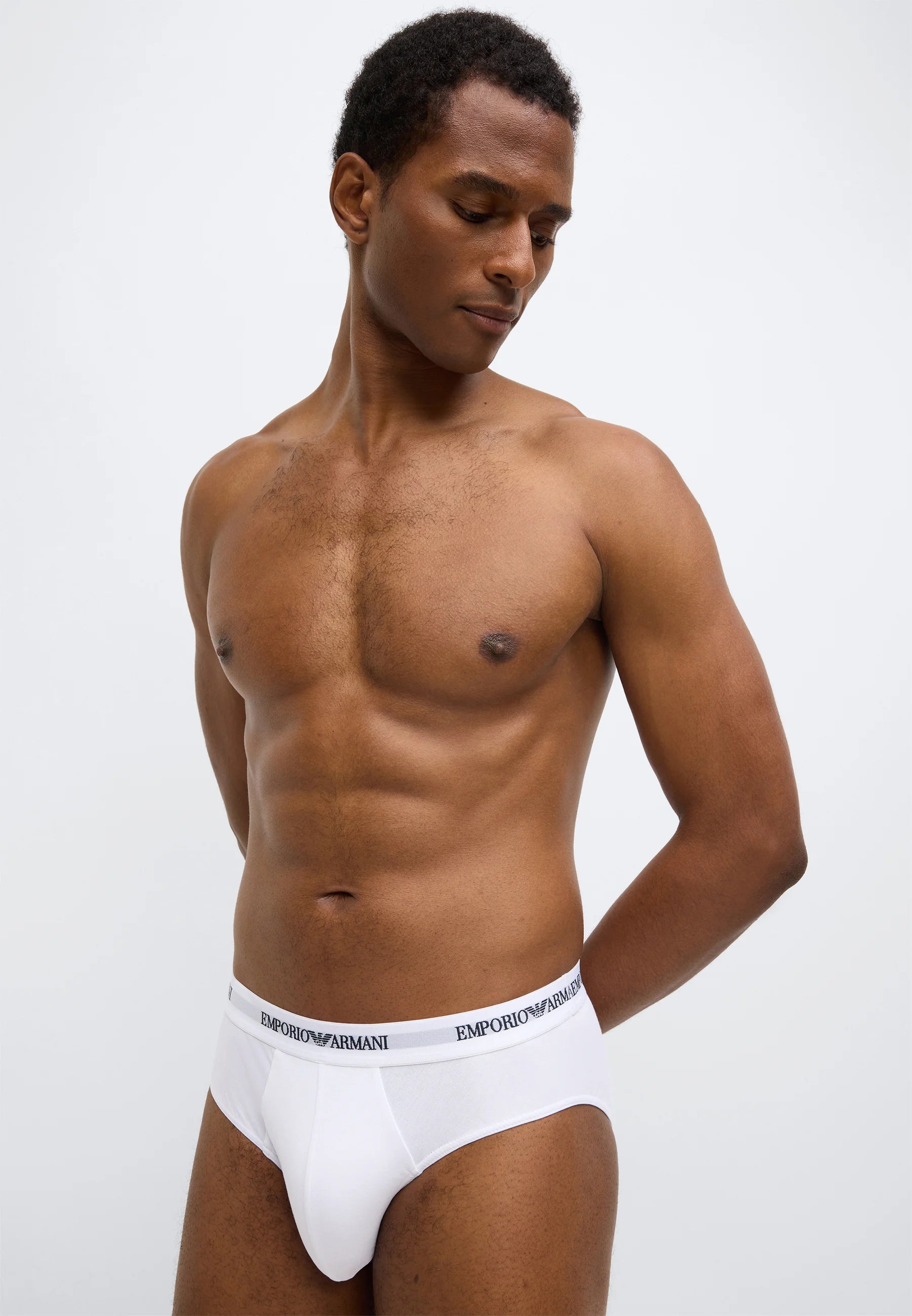 Lot de 3 slips en coton stretch de qualité supérieure Emporio Armani - Blanc