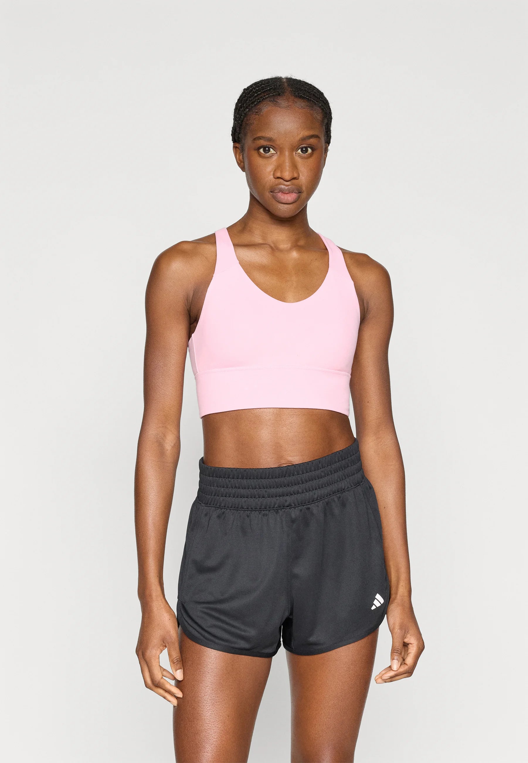 Adidas Performance 3 Stripes Studio All Me Light Support Sports Bra – True Pink
