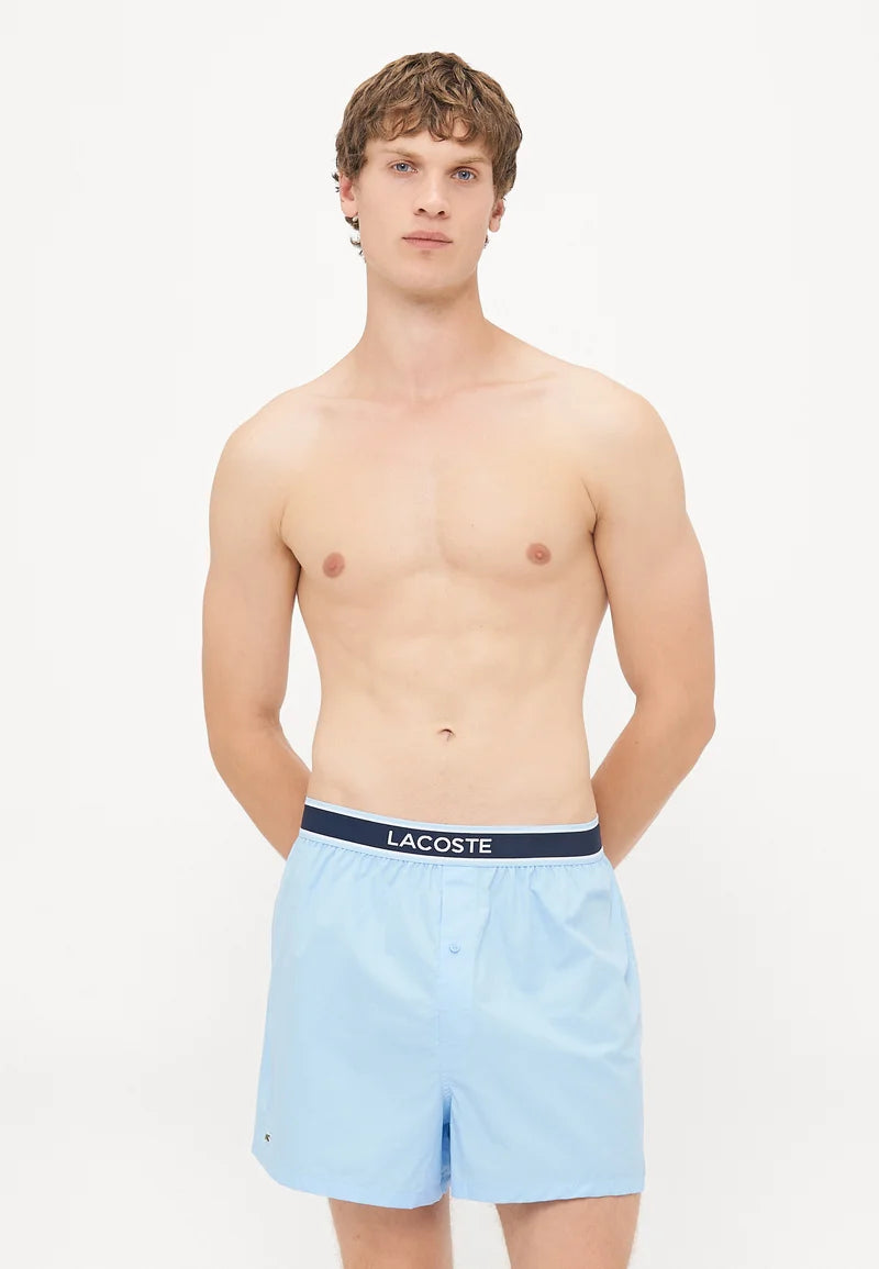 Lacoste 3 Pack Loose Cotton Boxer Shorts – Navy, Blue, Overview