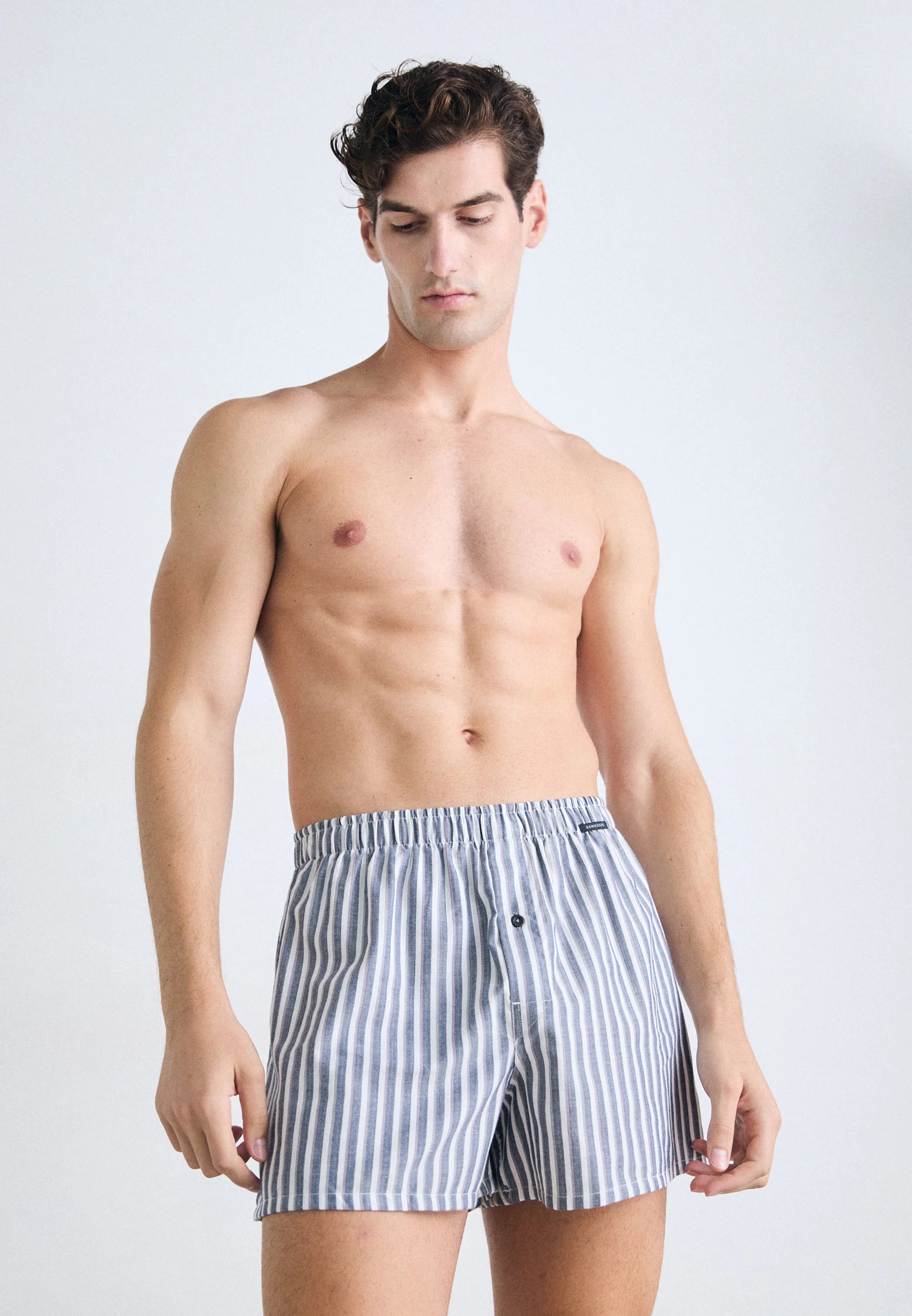 Klasické bavlněné boxerky Schiesser 2 Pack – tmavě modré, světle šedé