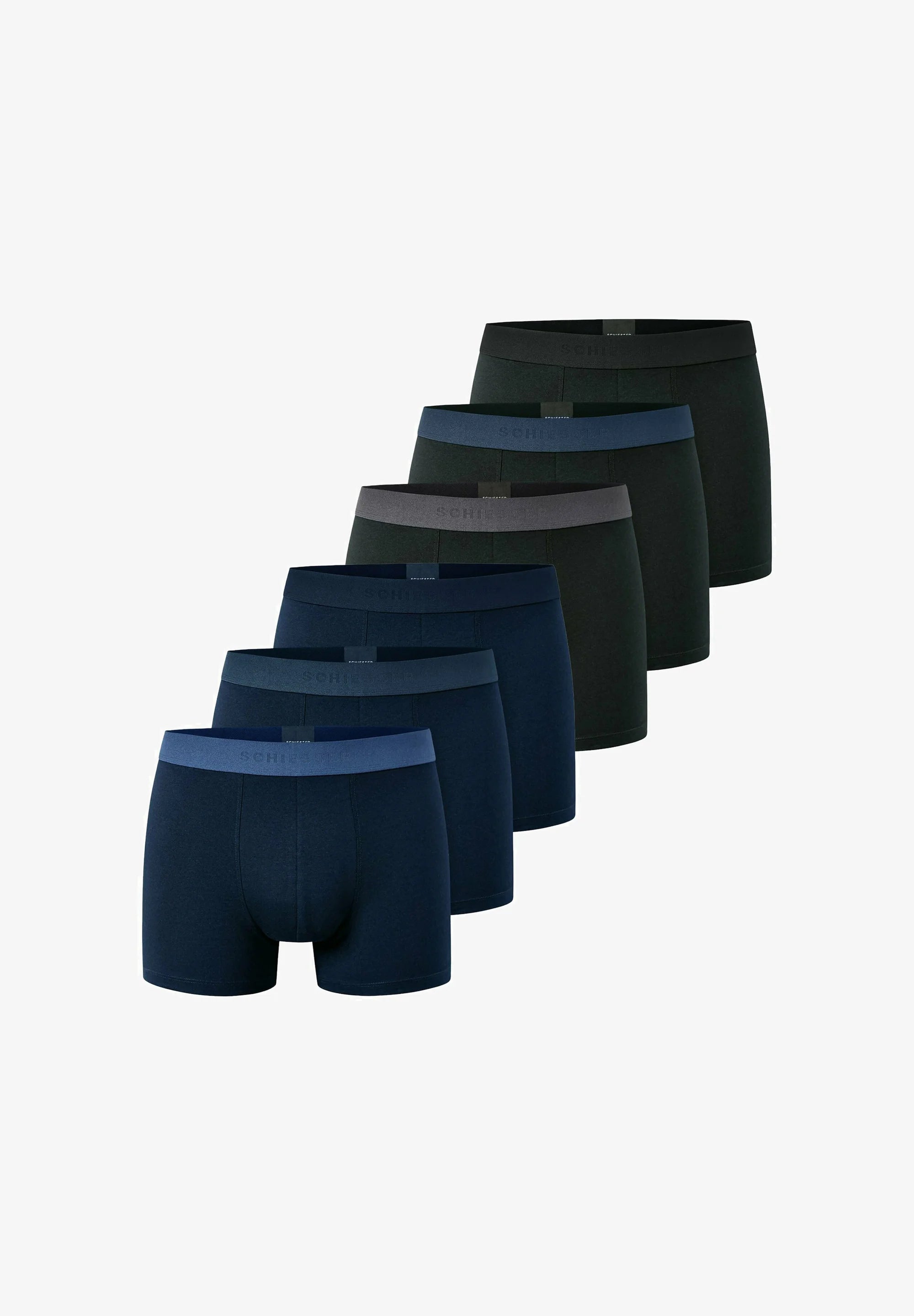 Schiesser Logobund, lot de 6 caleçons – bleu, noir