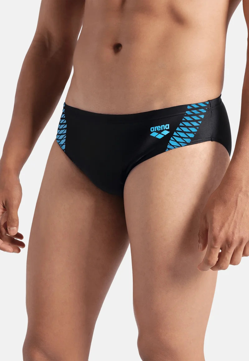 Slip de bain Arena Openings – Noir, Turquoise