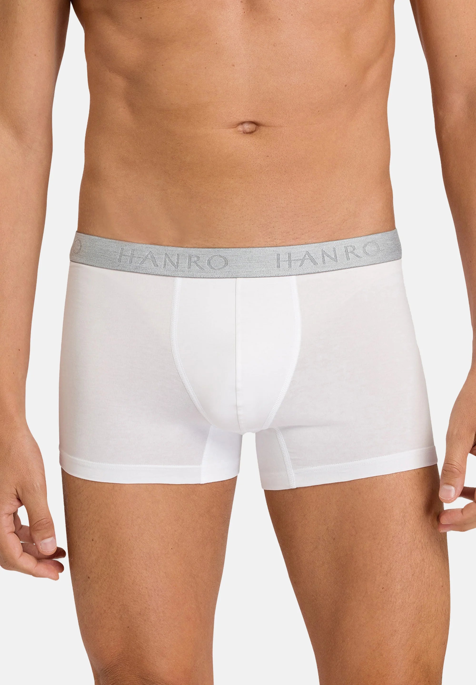 HANRO Lot de 4 boxers en coton stretch – Blanc, Gris