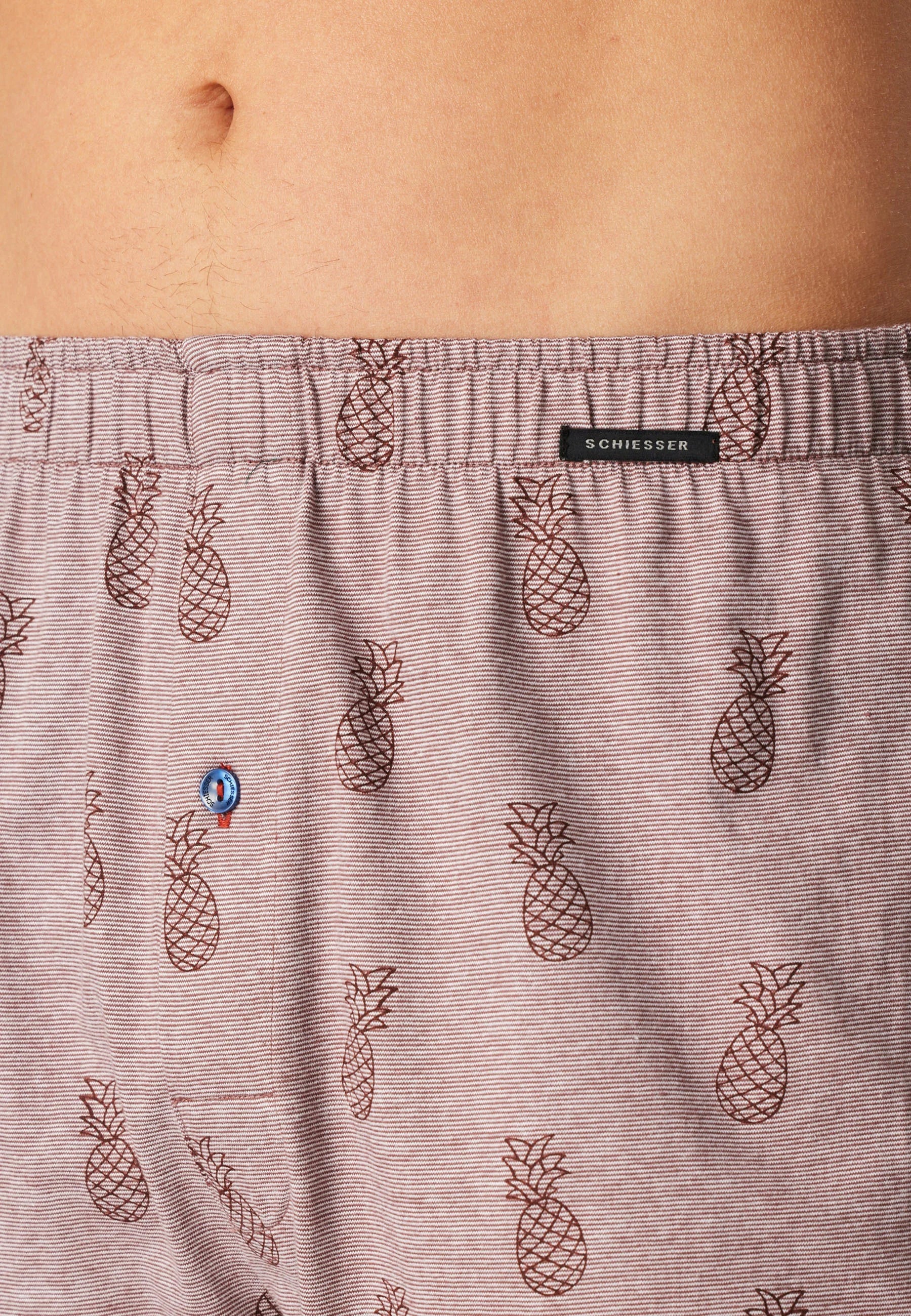 Boxer in cotone Schiesser, confezione da 4: blu scuro, rosso