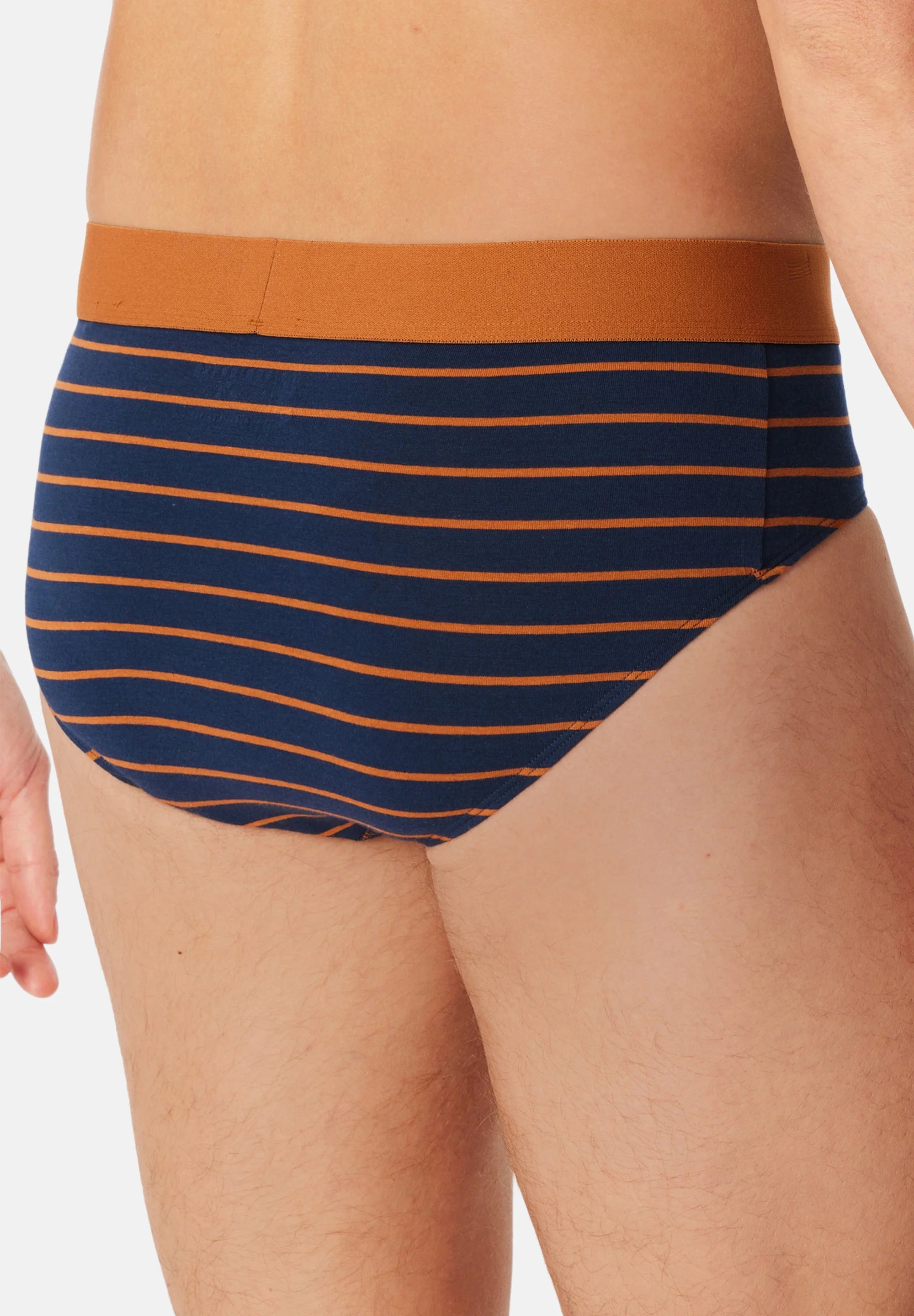 Schiesser Essential Cotton Briefs – Dark Blue, Orange