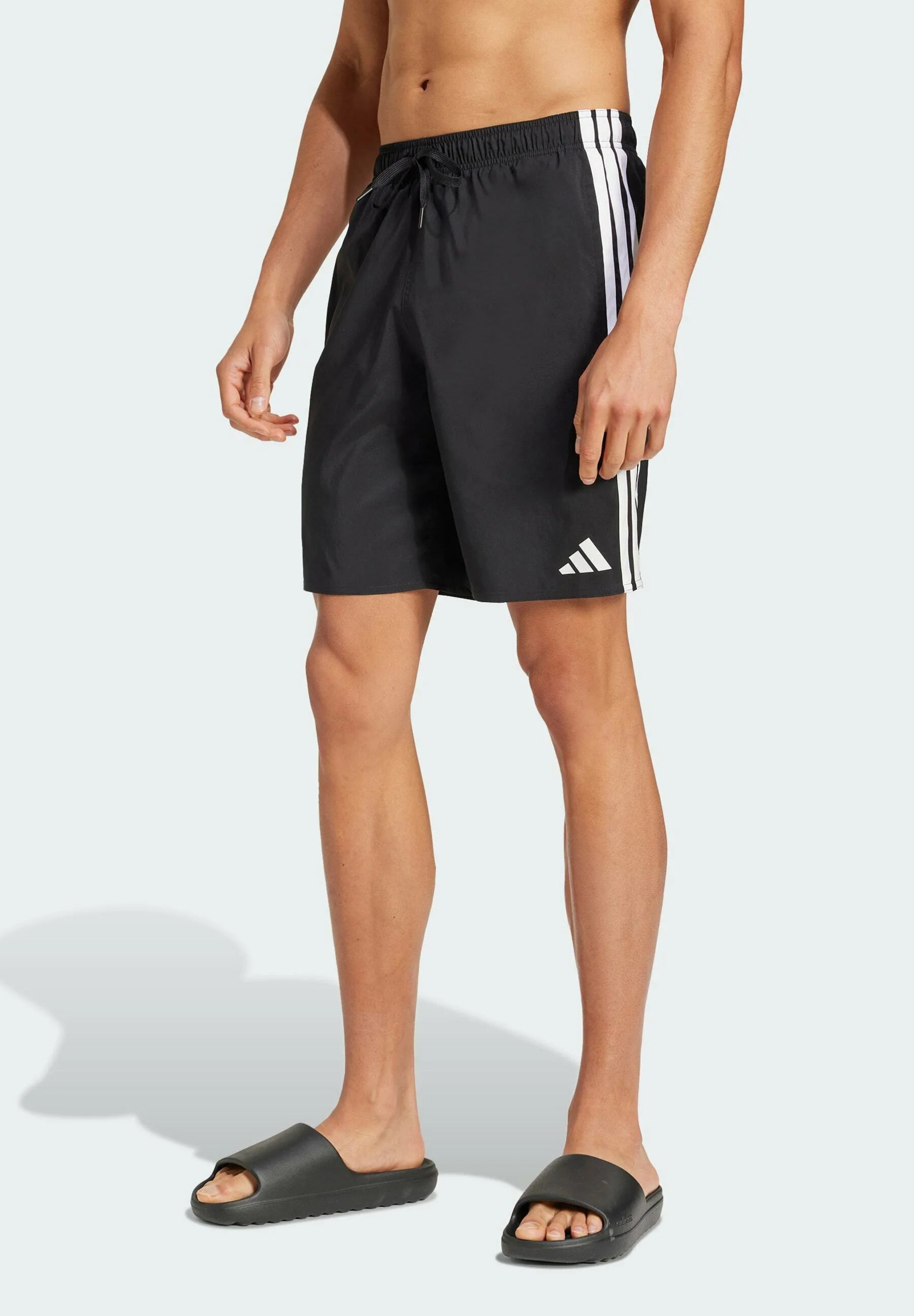 8palcové plavecké šortky Adidas Sportswear 3 Stripes – černé, bílé